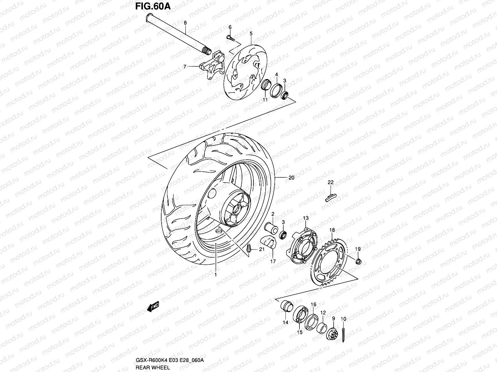 60A - REAR WHEEL (GSX-R600XK5)