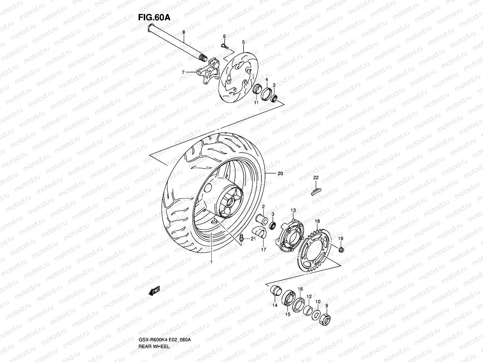 60A - REAR WHEEL (GSX-R600XK5/U2XK5/U3XK5)