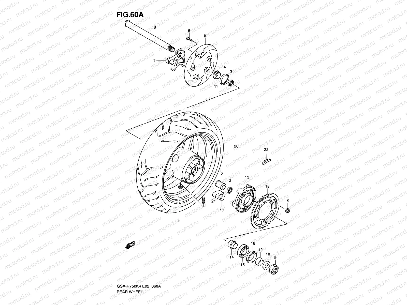 60A - REAR WHEEL (GSX-R750XK5/U2XK5)