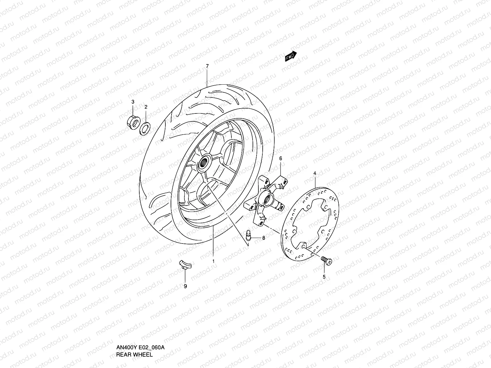60A - REAR WHEEL (MODEL K1/K2)