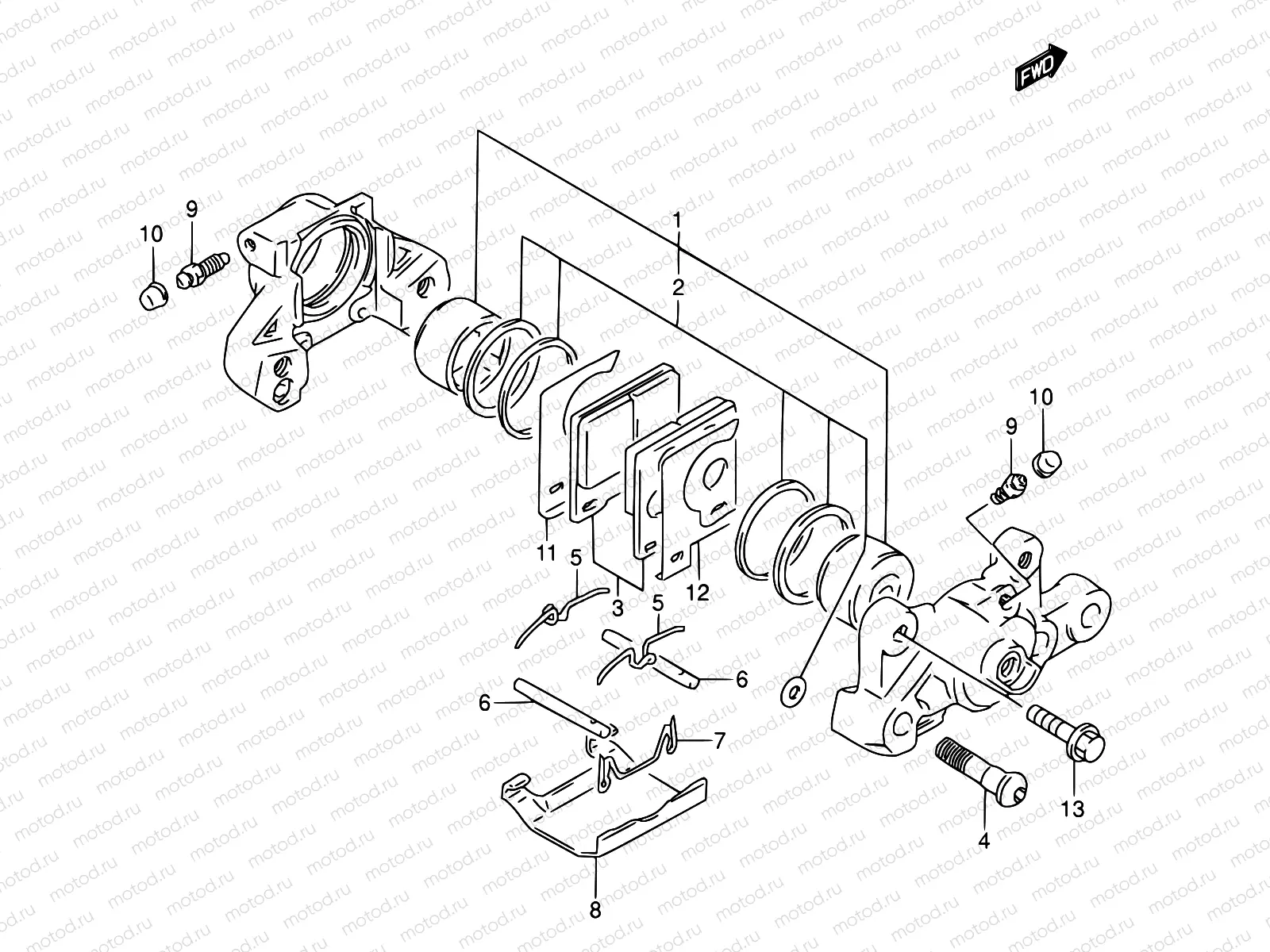60B - REAR CALIPER (MODEL T/V)
