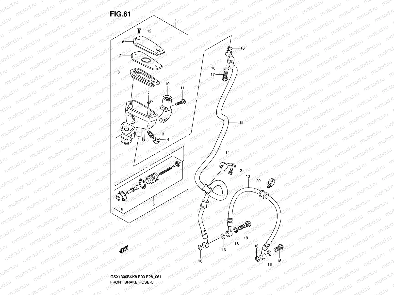 61 - FRONT BRAKE HOSE (GSX1300BKK8/K9)