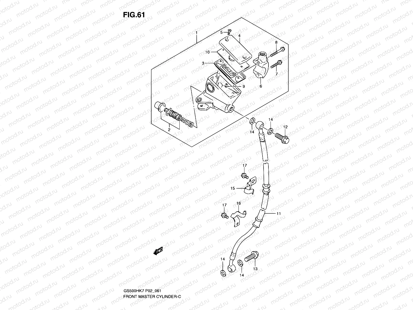 61 - FRONT MASTER CYLINDER (GS500FHK7/FM/K7/FHK8)