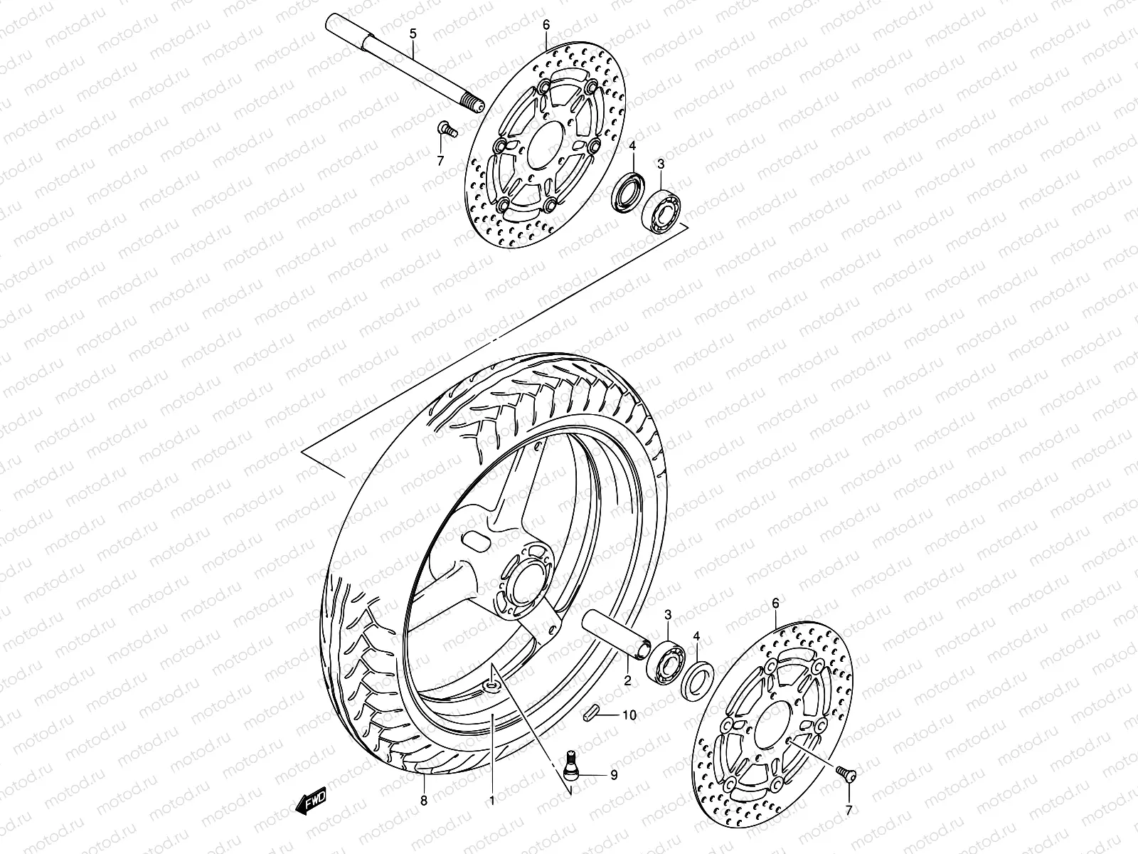 61 - FRONT WHEEL (SEE NOTE)