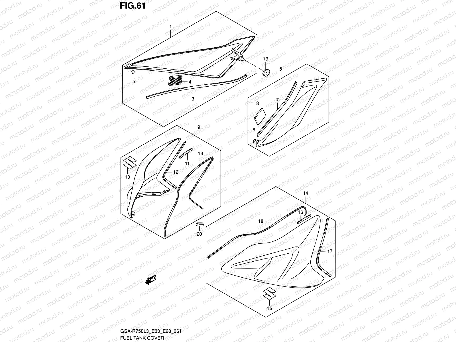 61 - FUEL TANK COVER (GSX-R750L3 E03)
