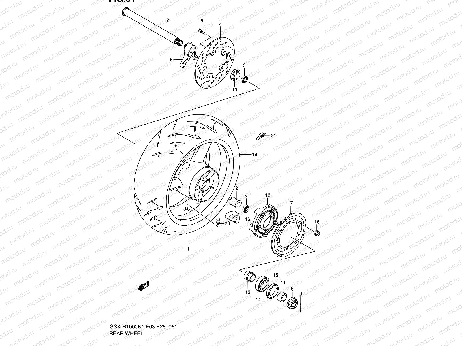 61 - REAR WHEEL (GSX-R1000K1)