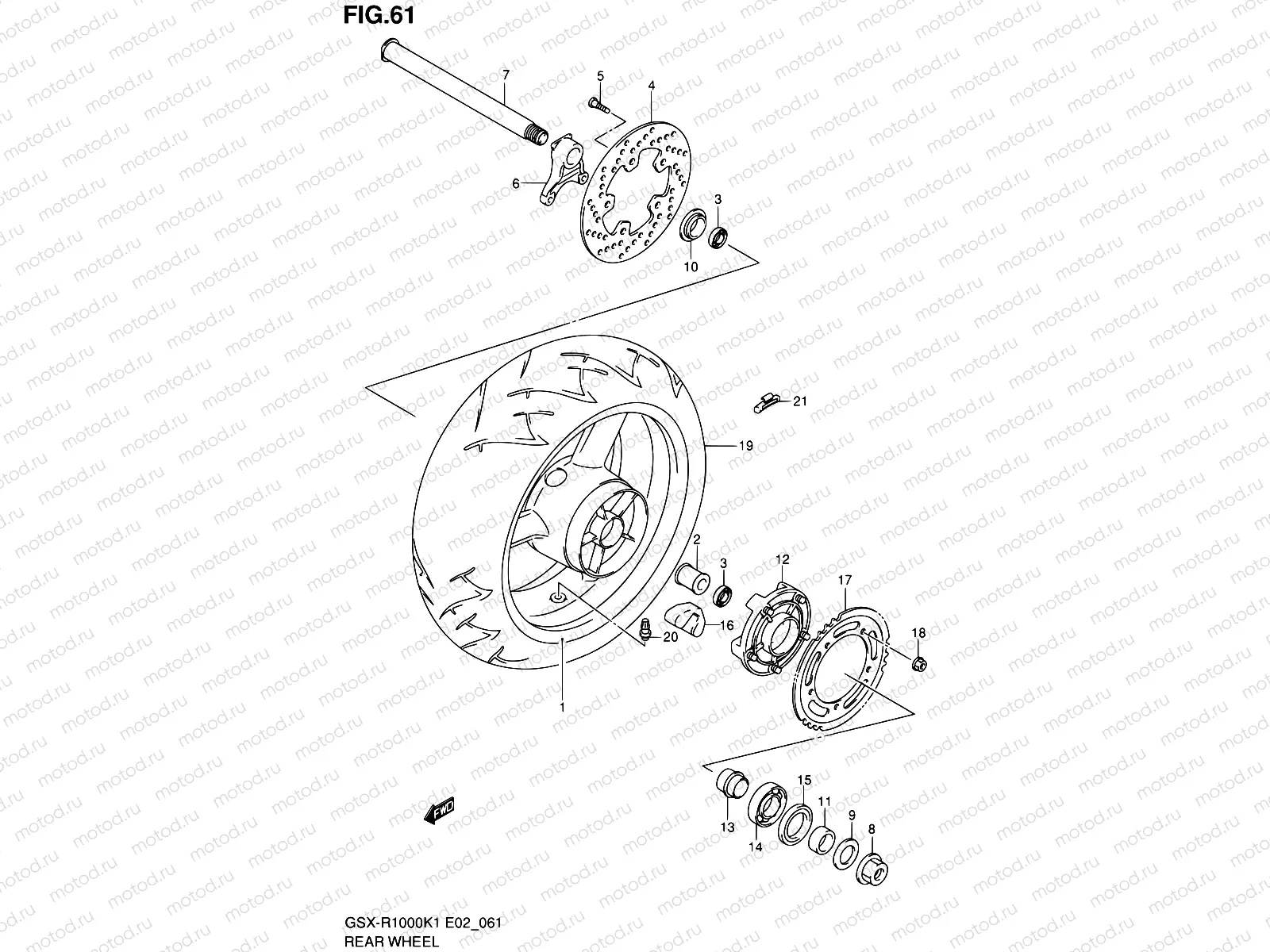 61 - REAR WHEEL (GSX-R1000K1)