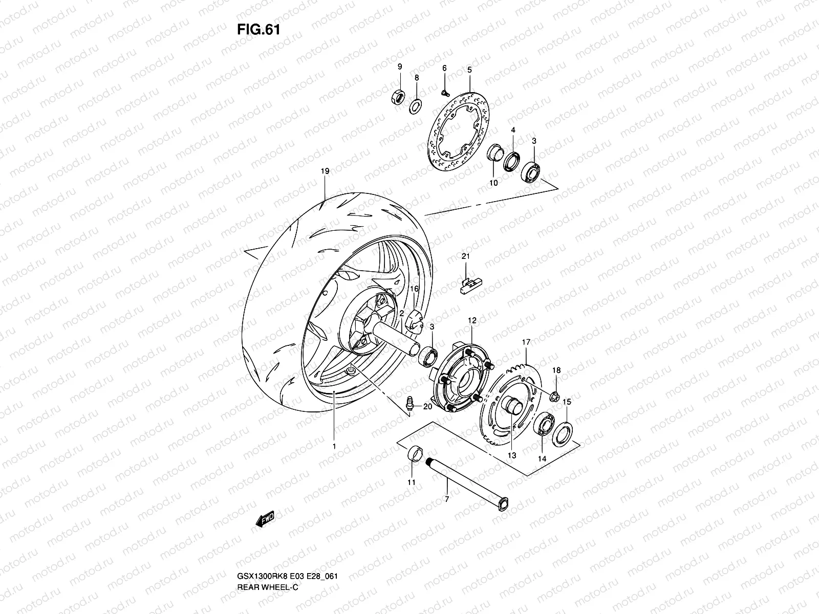 61 - REAR WHEEL (MODEL K8/K9)