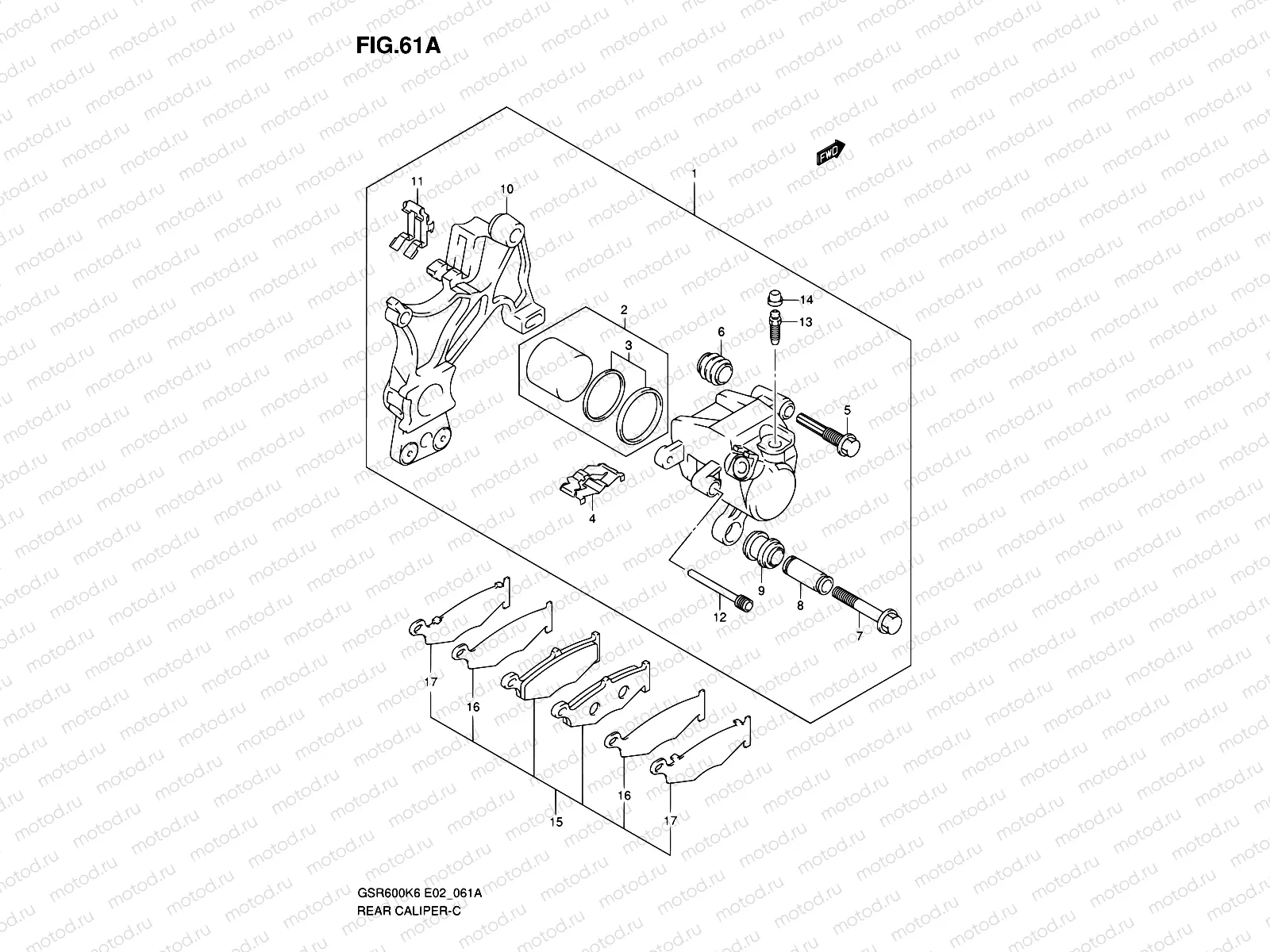 61A - REAR CALIPER (GSR600AK7/UAK7/AK8/UAK8/AK9/UAK9/AL0/UAL0)