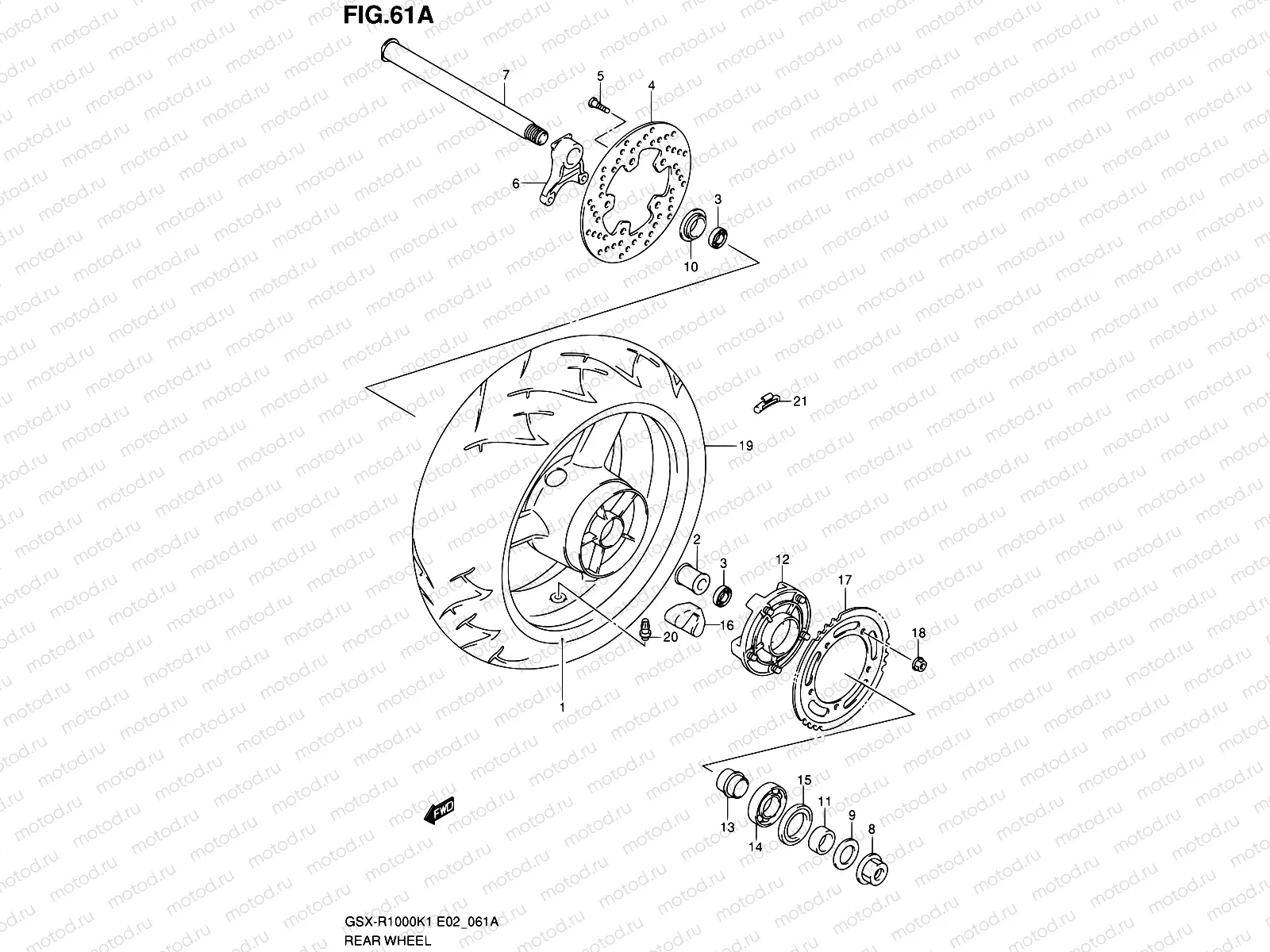 61A - REAR WHEEL (GSX-R1000K2)