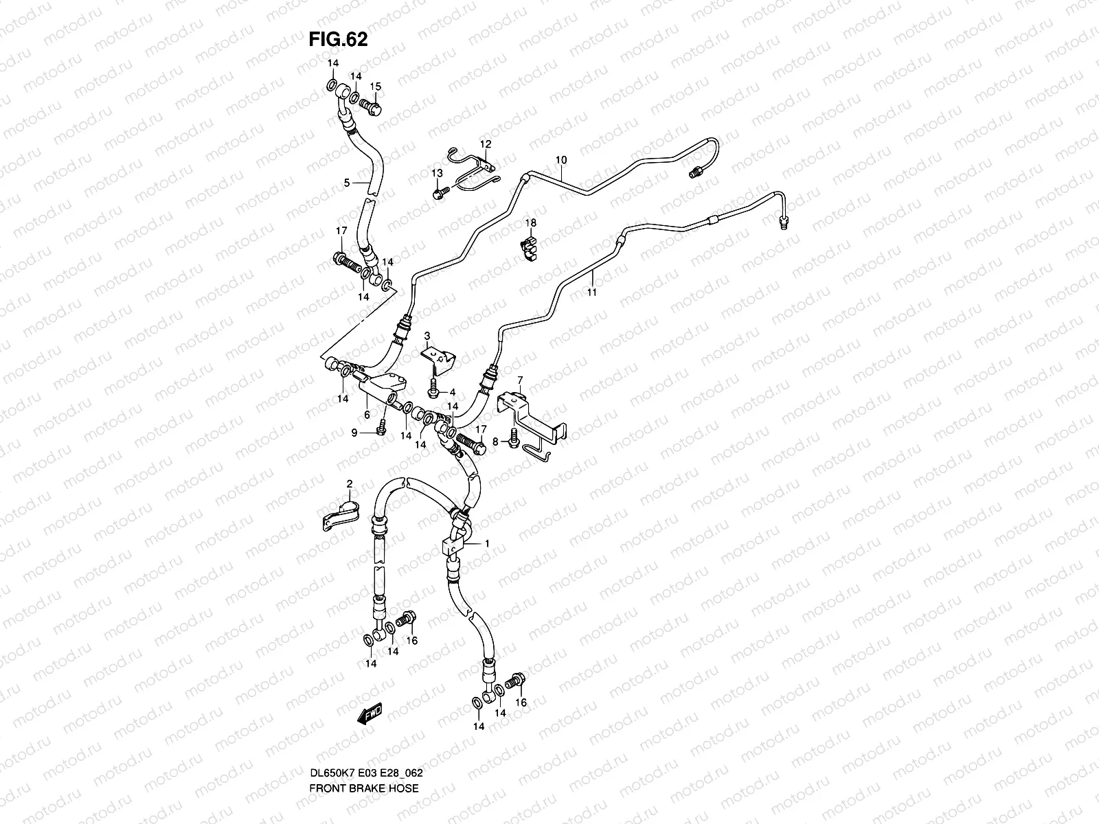 62 - FRONT BRAKE HOSE (DL650AK7/AK8/AK9/AL0)