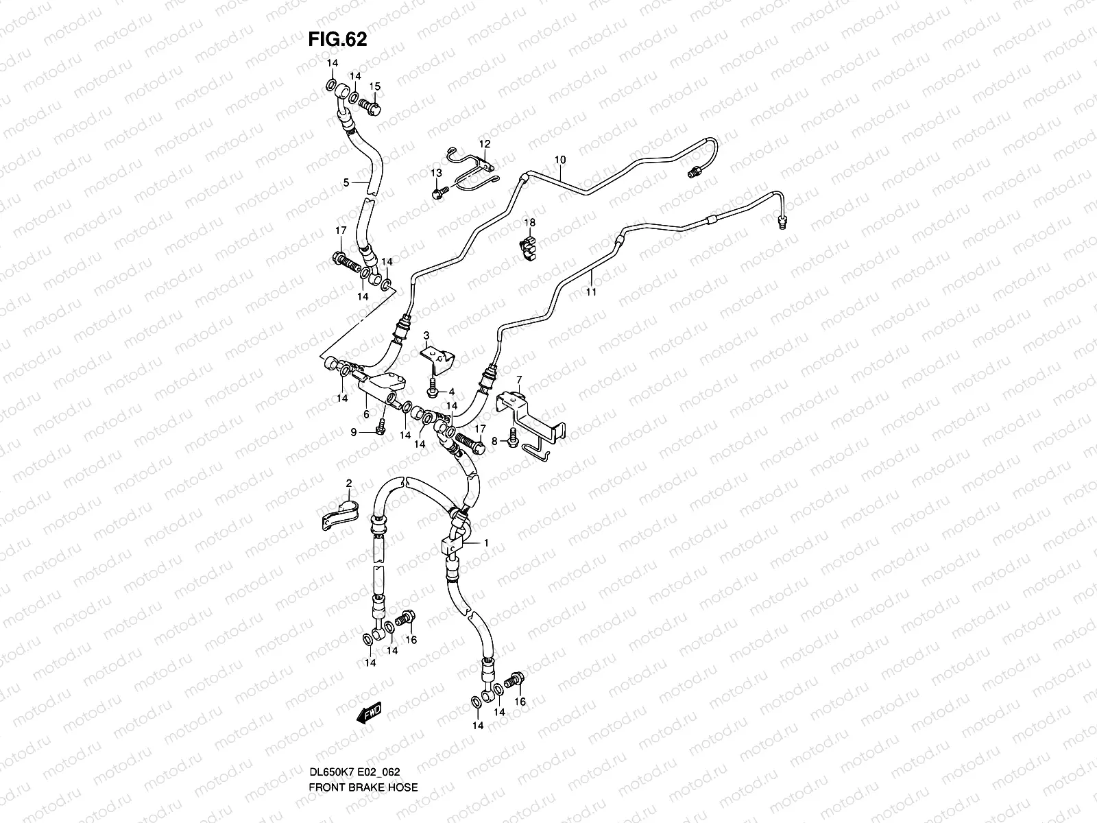 62 - FRONT BRAKE HOSE (DL650AK7/AK8/AK9/AL0/AUEL0)
