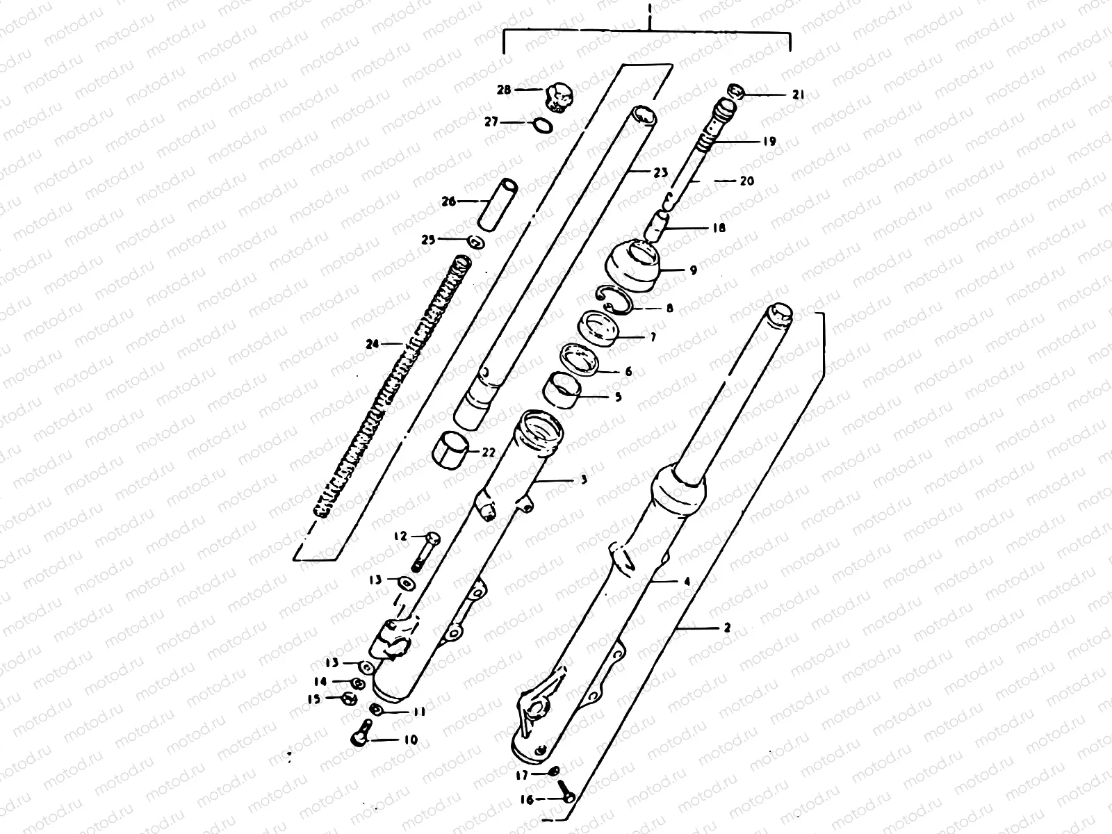 62 - FRONT FORK (GSX750ET ~F.NO.504681, GSX750T ~F.NO.100291)