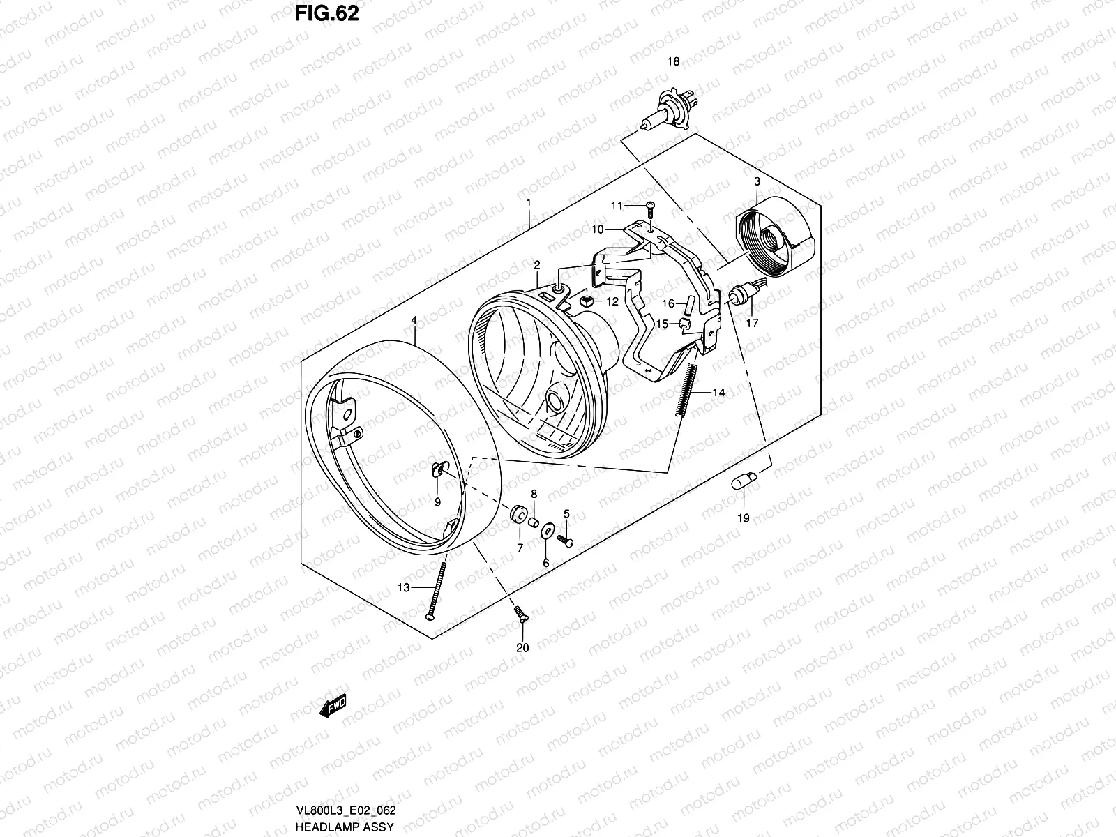 62 - HEADLAMP ASSY (VL800L3 E02)