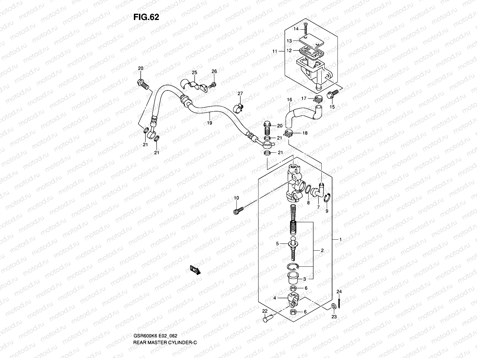 62 - REAR MASTER CYLINDER (GSR600K6/UK6/K7/UK7/K8/UK8/K9/UK9/L0/UL0)
