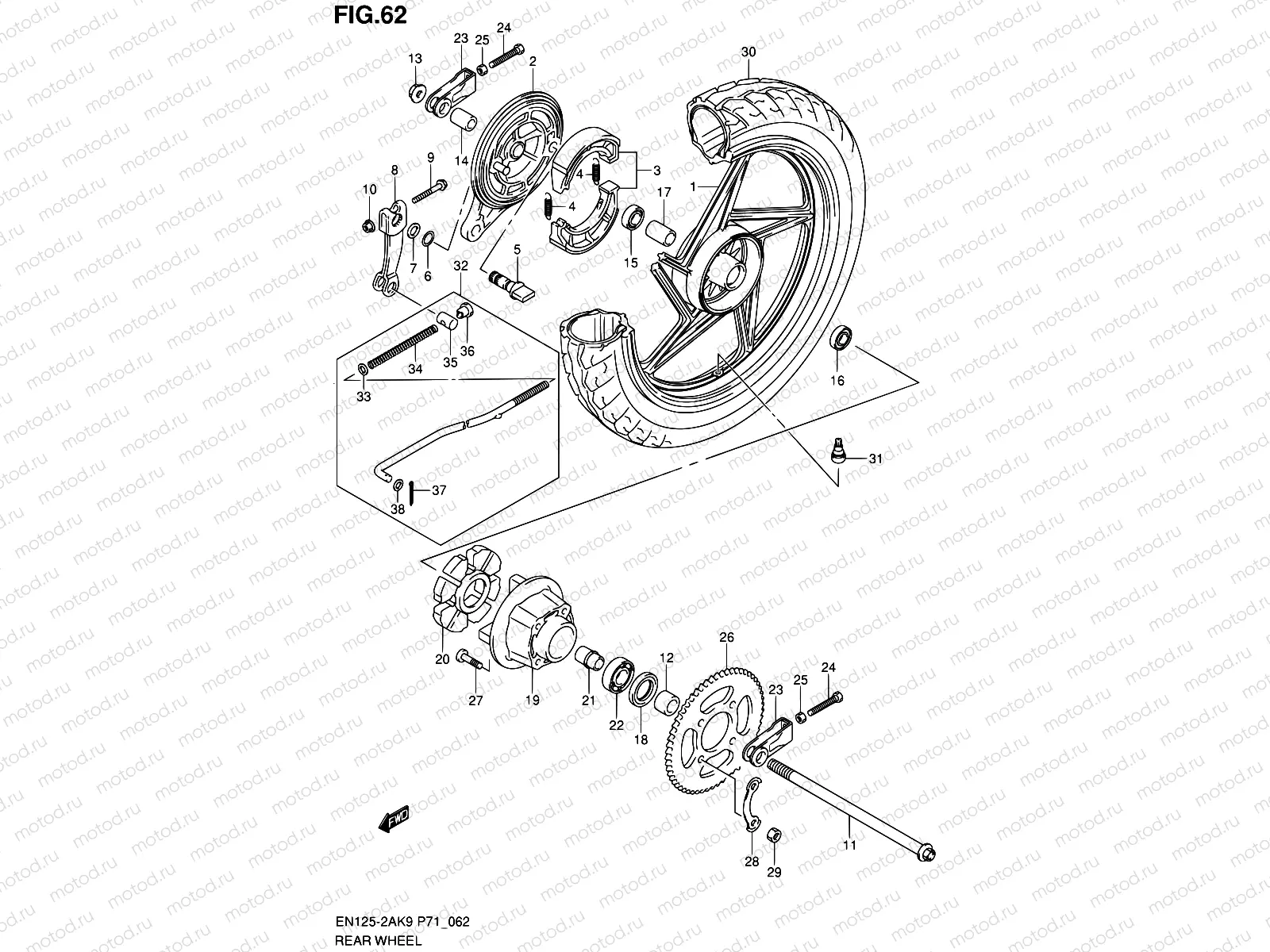 62 - REAR WHEEL (EN125-2AK9)
