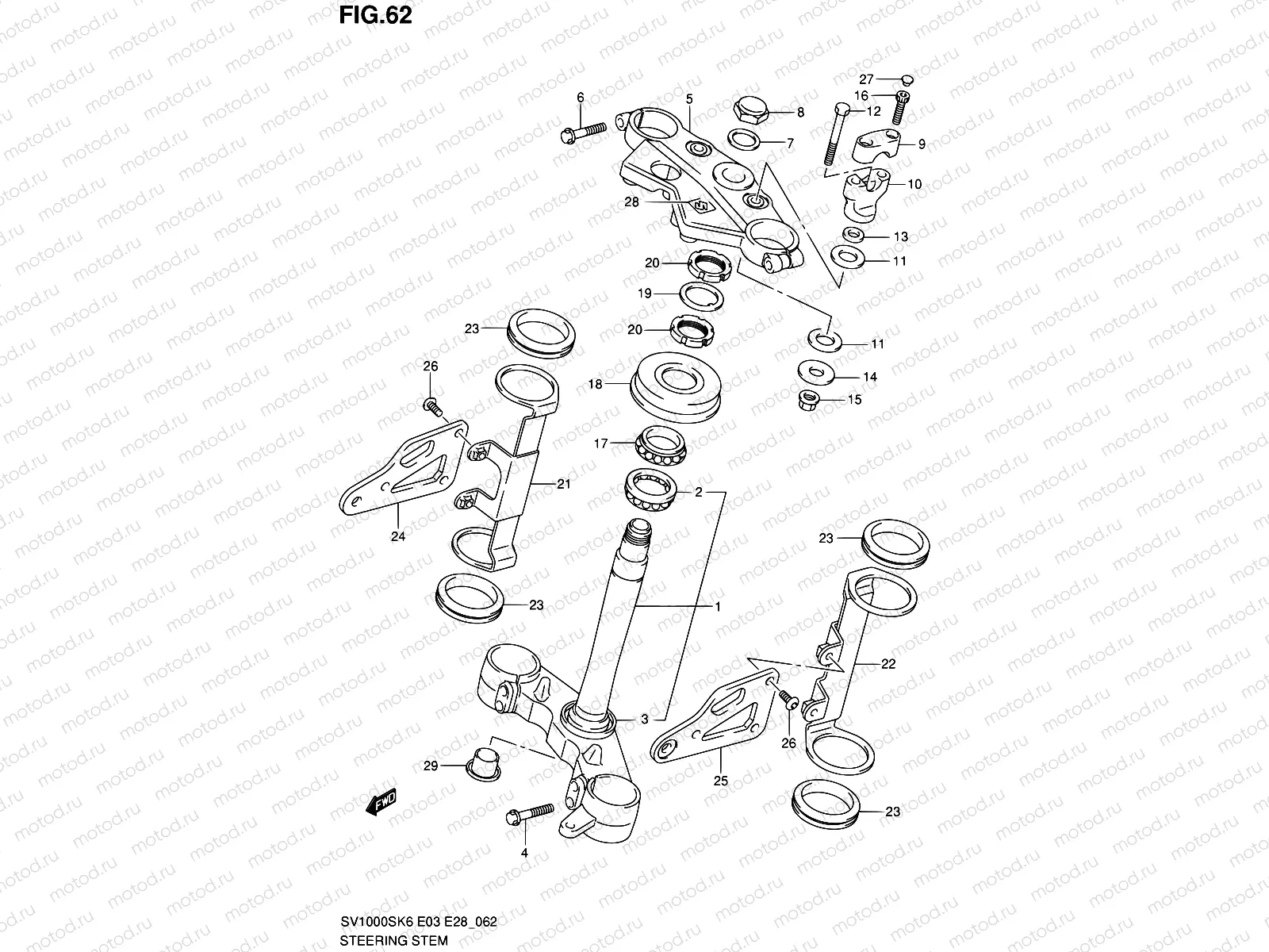62 - STEERING STEM (SV1000K6)