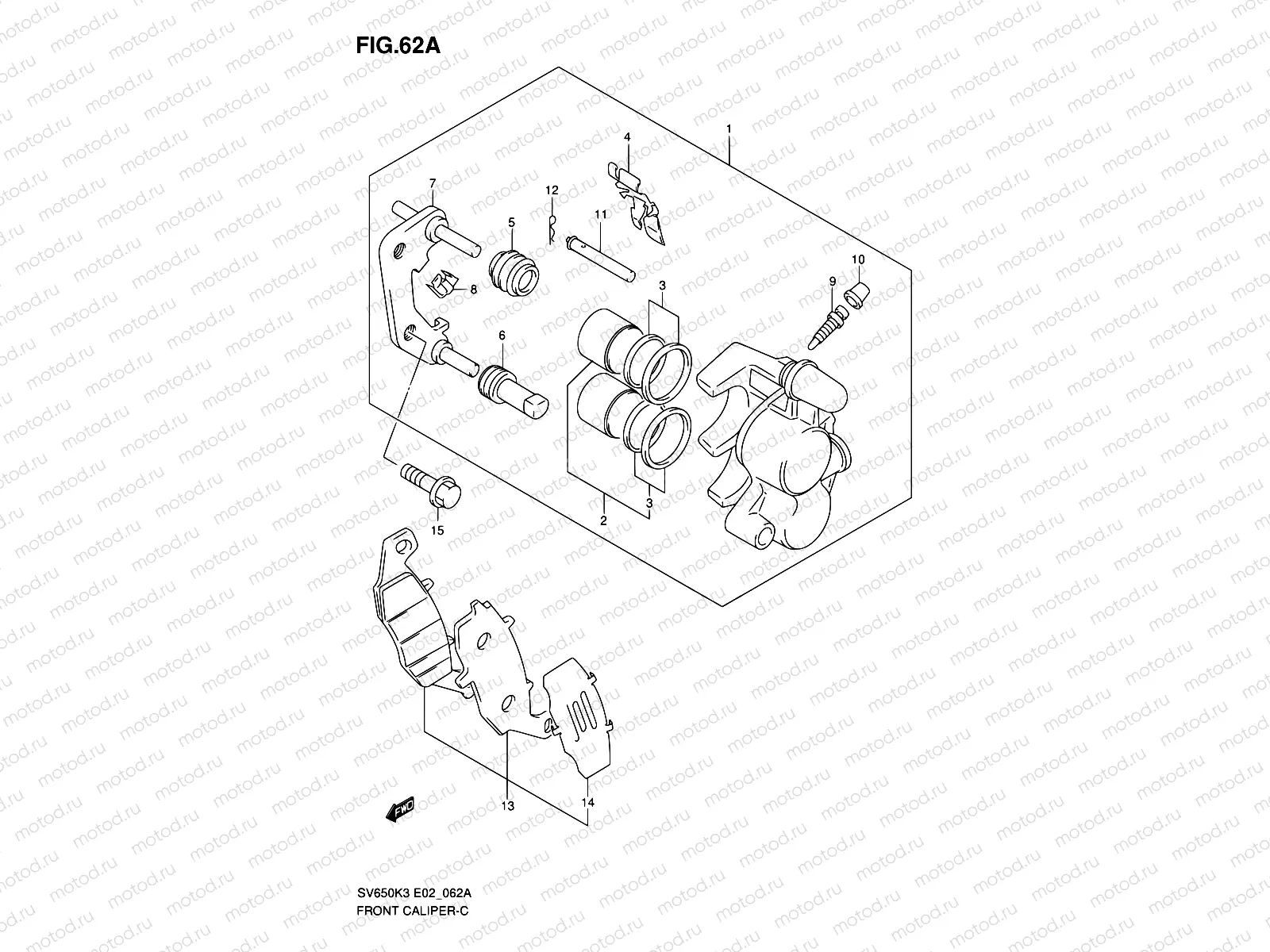 62A - FRONT CALIPER (SV650AK7/UAK7/SAK7/SUAK7)