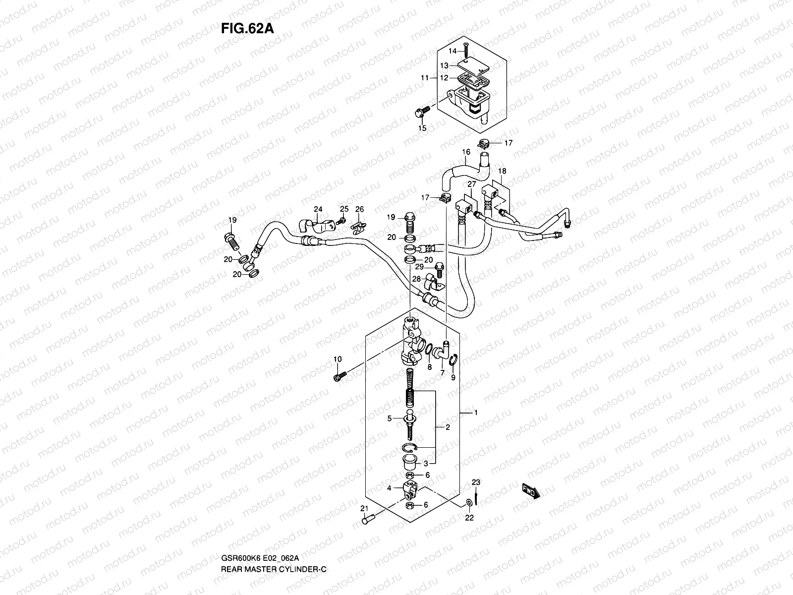 62A - REAR MASTER CYLINDER (GSR600AK7/UAK7/AK8/UAK8/AK9/UAK9/AL0/UAL0)