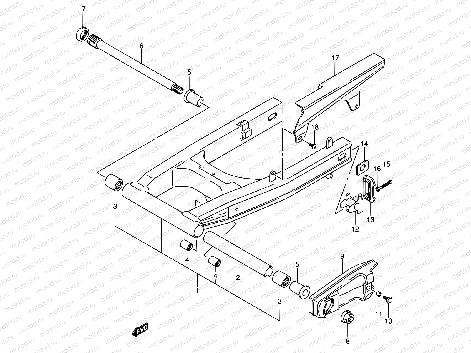 62A - REAR SWINGING ARM (MODEL K5/K6)