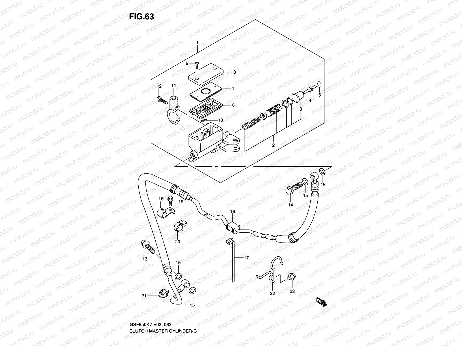 63 - CLUTCH MASTER CYLINDER (GSF650K7/UK7/AK7/UAK7/K8/UK8/AK8/UAK8)