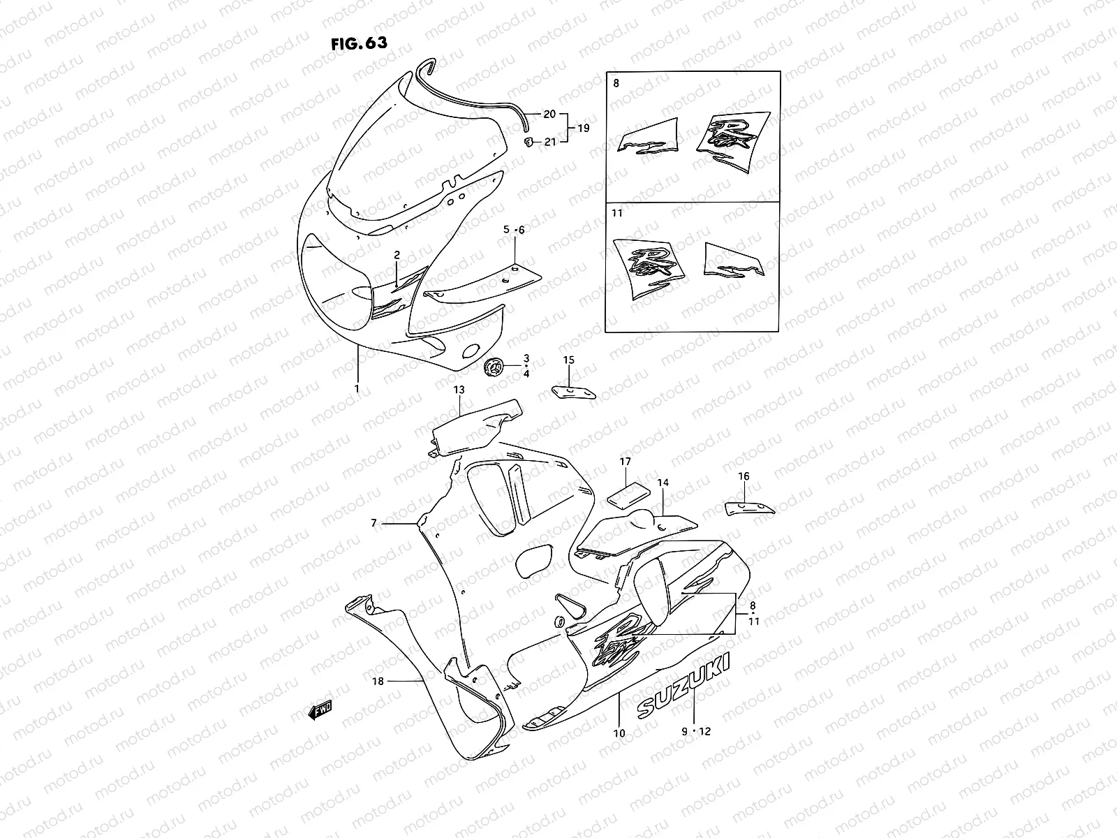 63 - COWLING BODY (MODEL R 1UJ,C3R)