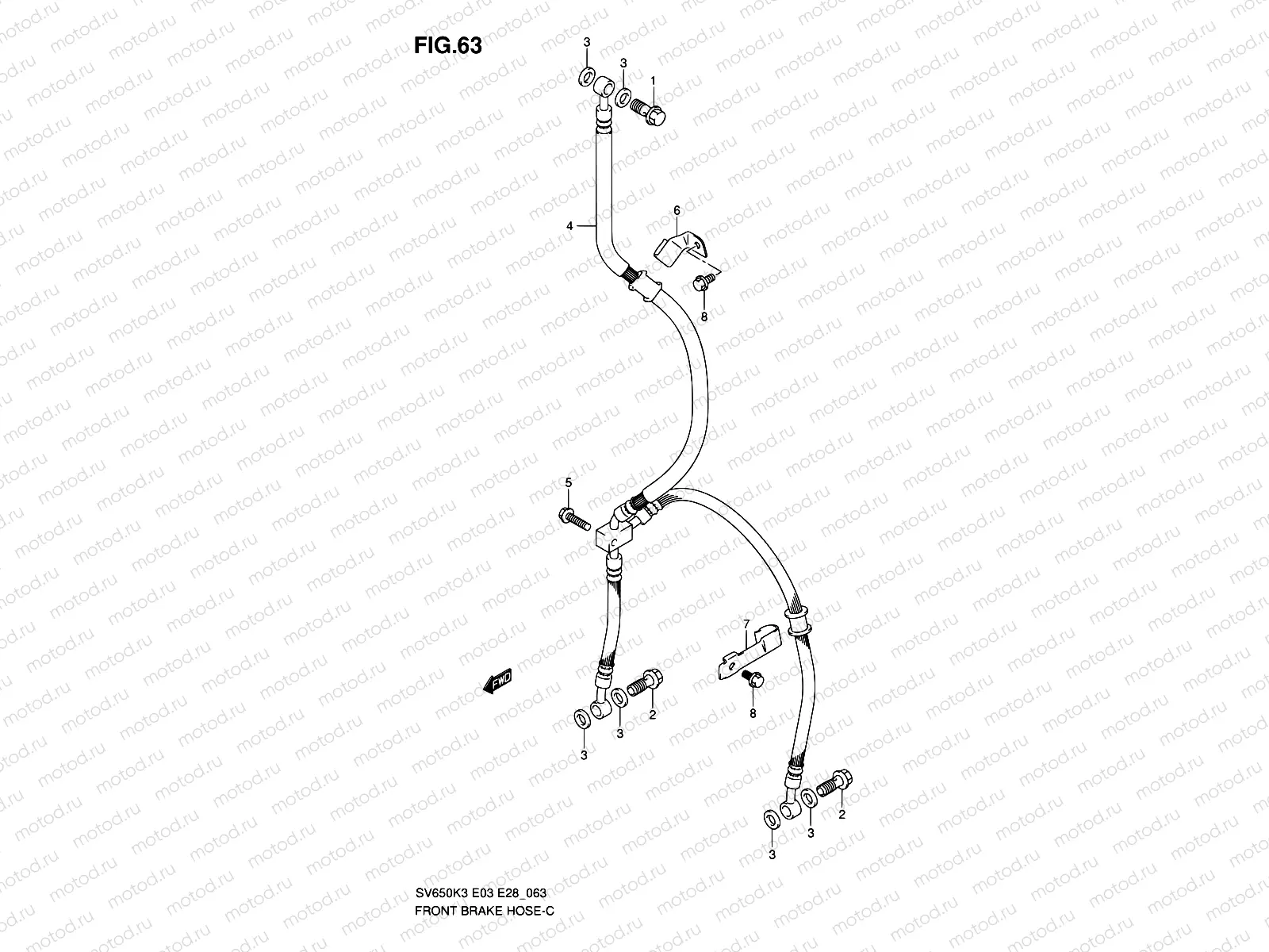 63 - FRONT BRAKE HOSE (SV650K3/SK3/K4/SK4/K5/SK5/K6/SK6/K7/SK7)