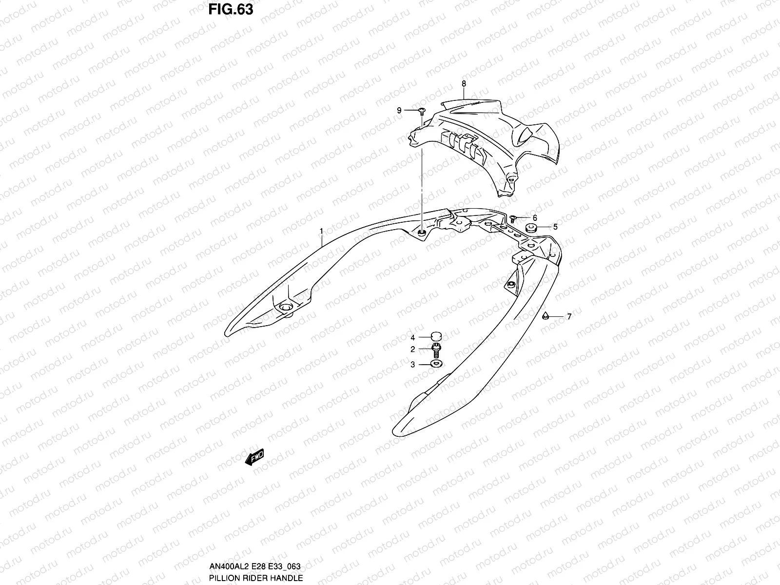 63 - PILLION RIDER HANDLE (AN400AL2 E33)