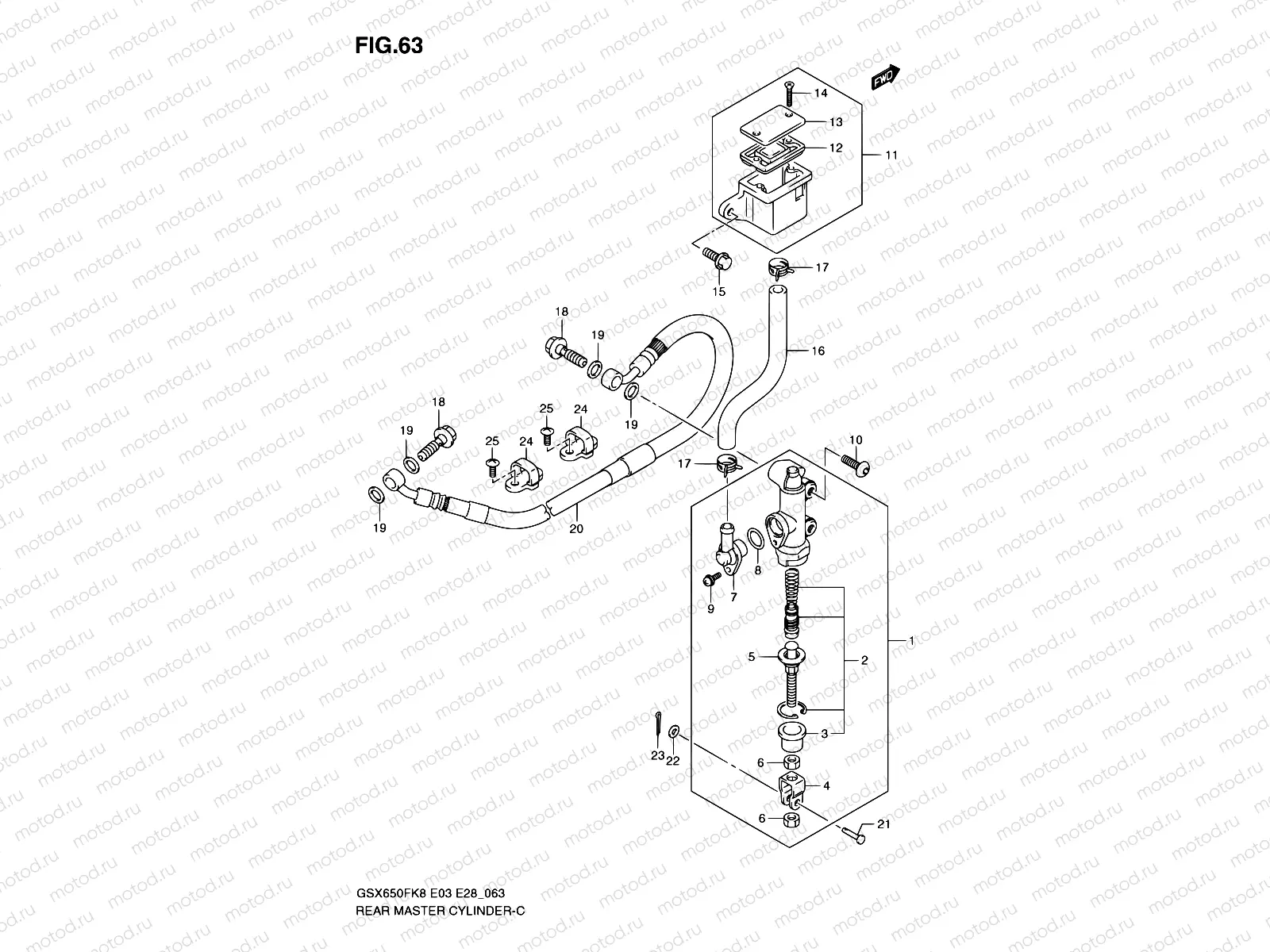 63 - REAR MASTER CYLINDER (GSX650FK8/FK9)