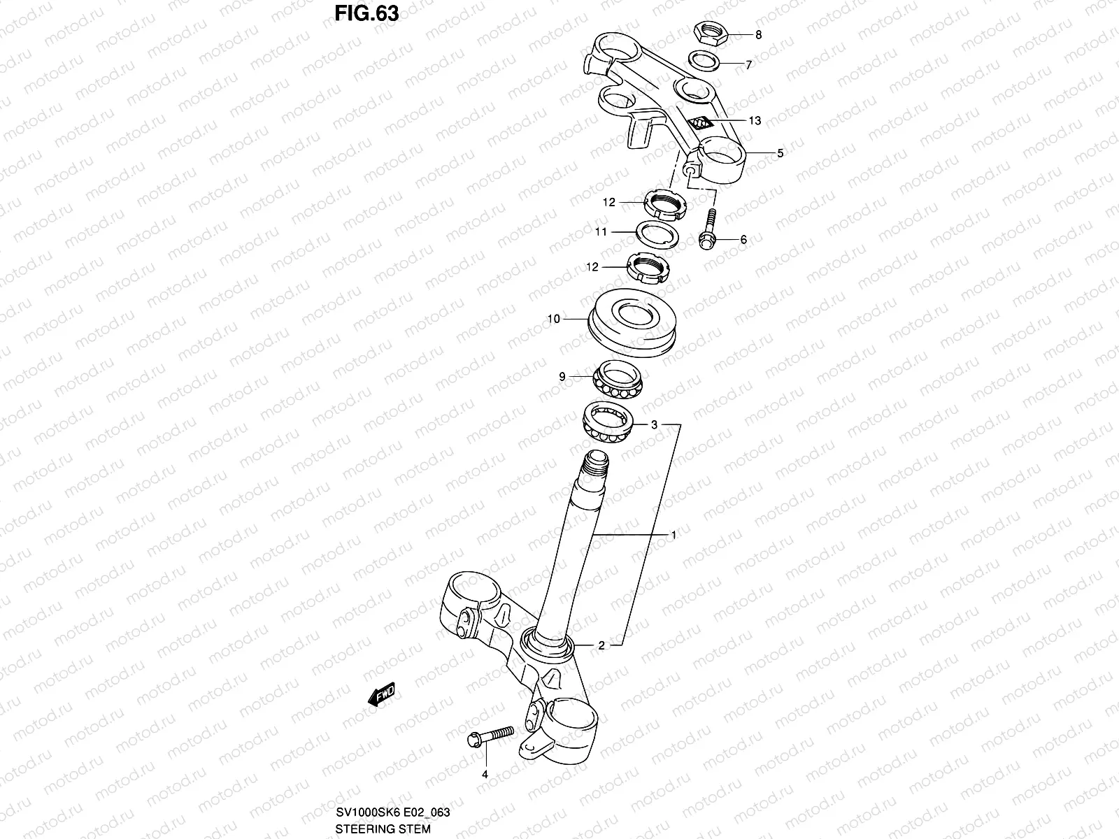 63 - STEERING STEM (SV1000SK6/S1K6/S2K6/SK7/S2K7)