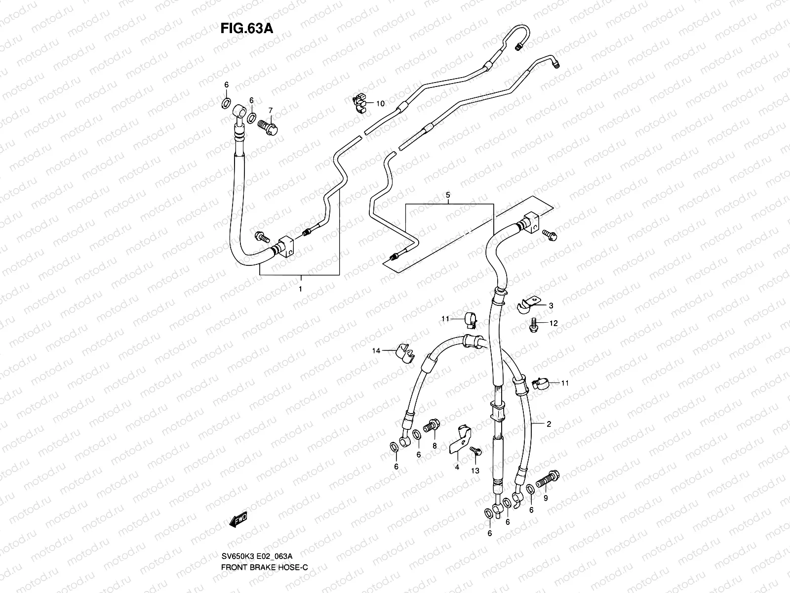 63A - FRONT BRAKE HOSE(SV650AK7/AUK7/SAK7/SUAK7)