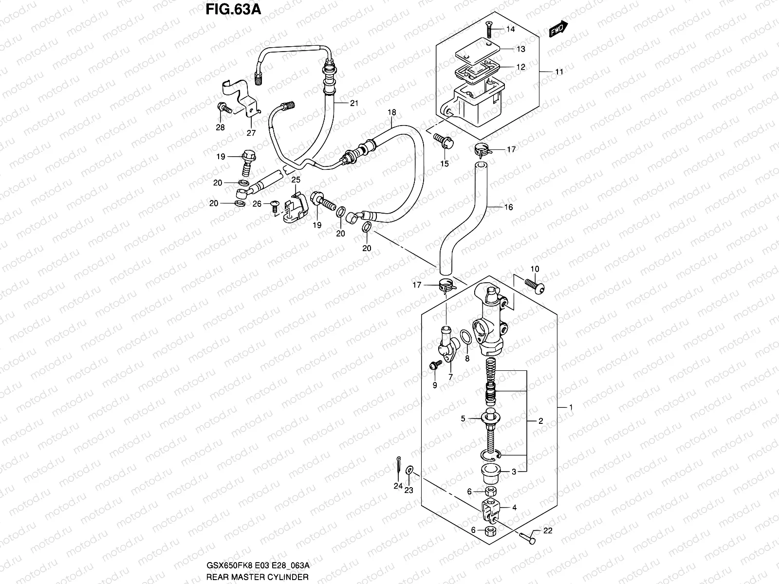 63A - REAR MASTER CYLINDER (GSX650FAK9/FL0/FAL0)