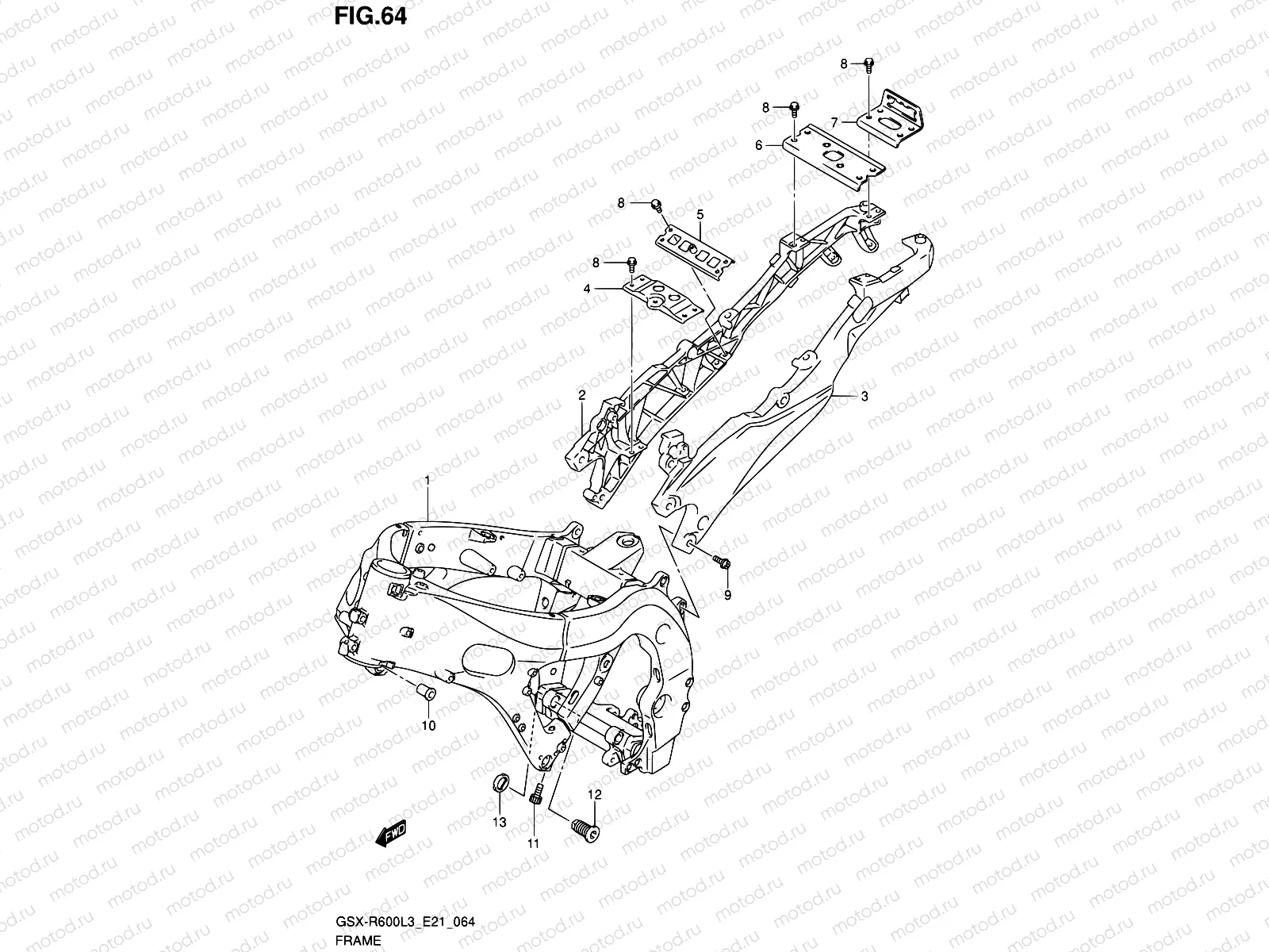 64 - FRAME (GSX-R600UEL3 E21)