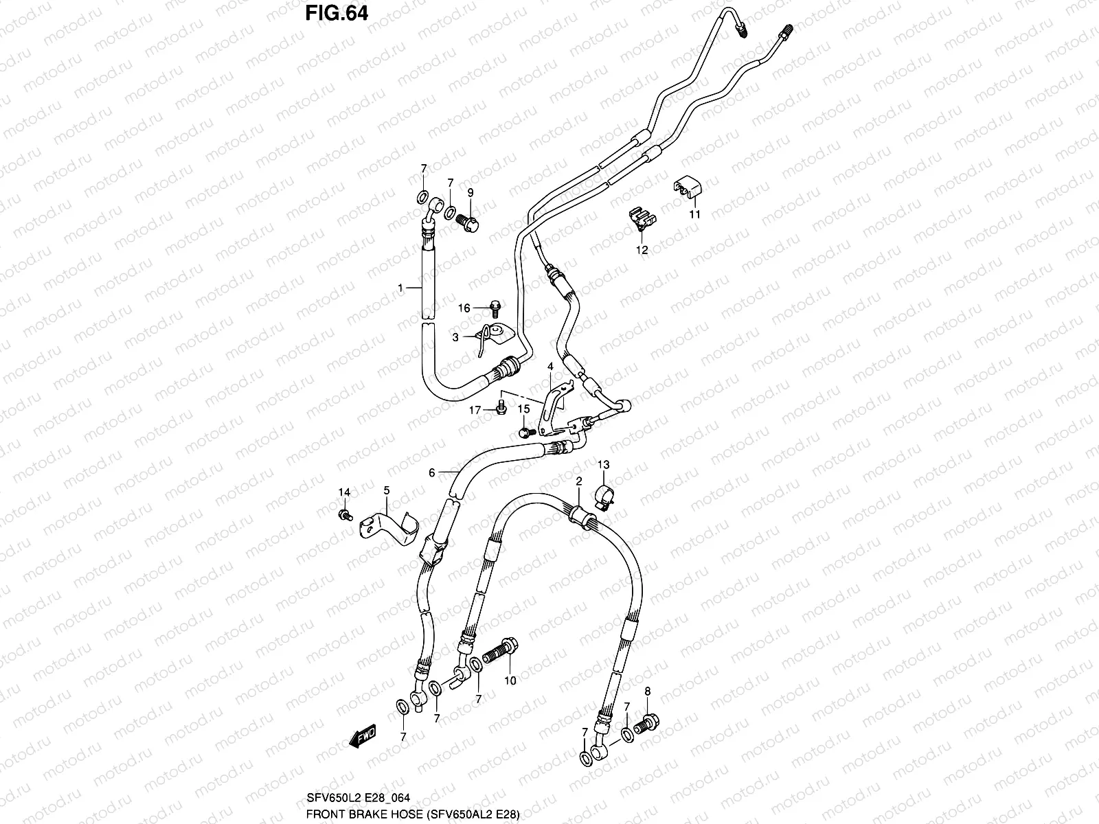 64 - FRONT BRAKE HOSE (SFV650AL2 E28)