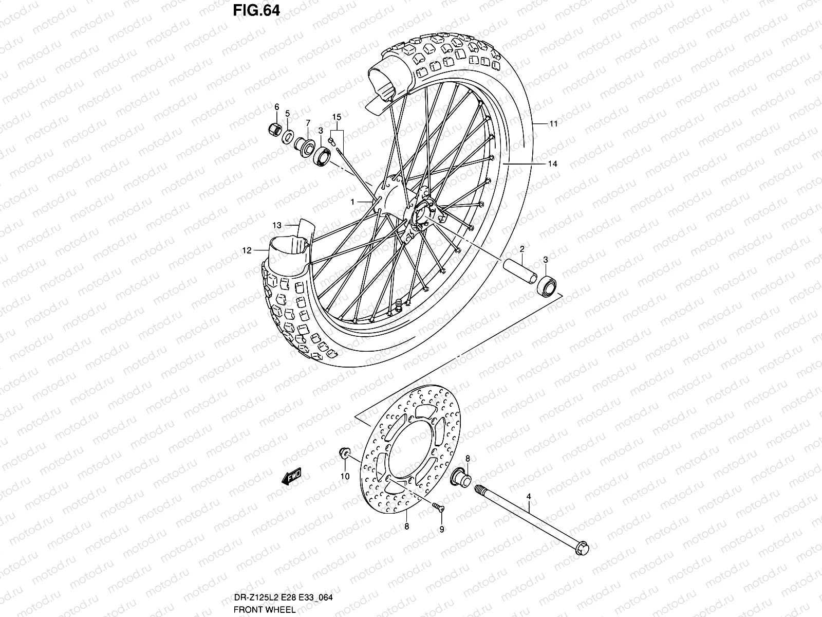 64 - FRONT WHEEL (DR-Z125LL2 E28)