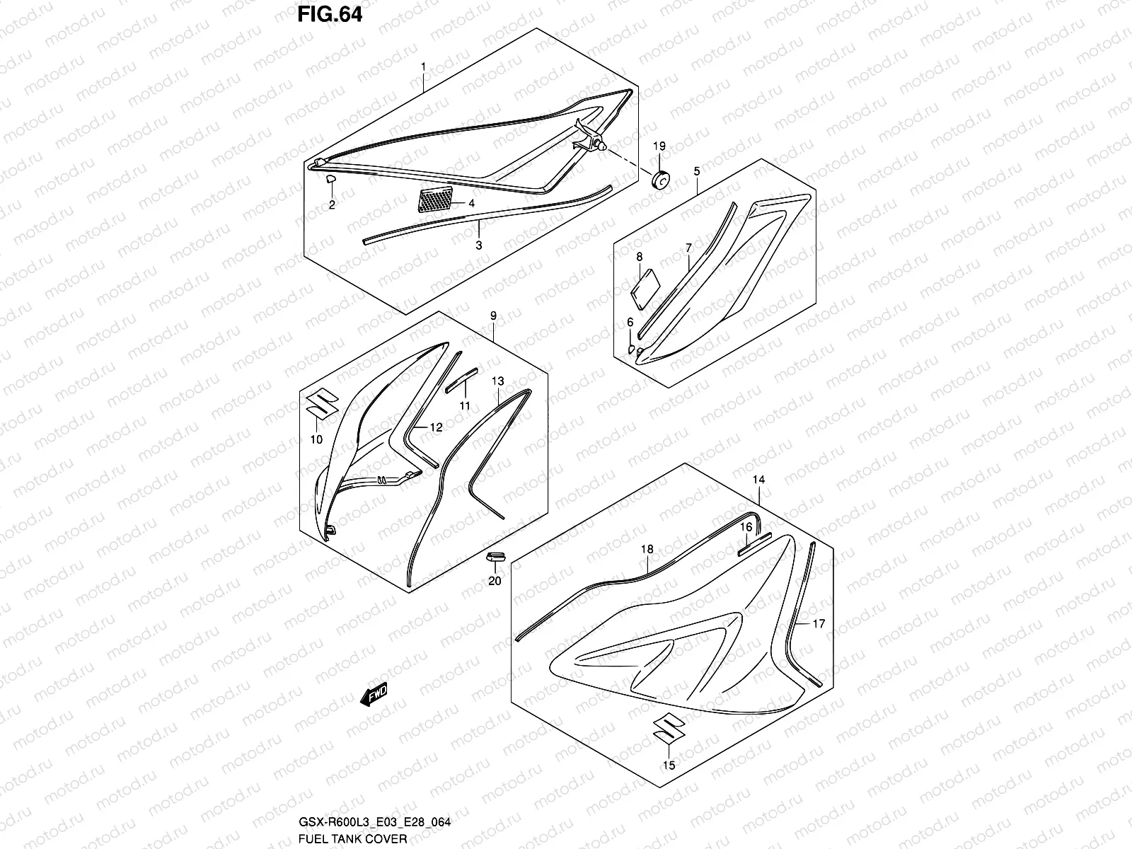64 - FUEL TANK COVER (GSX-R600L3 E33)
