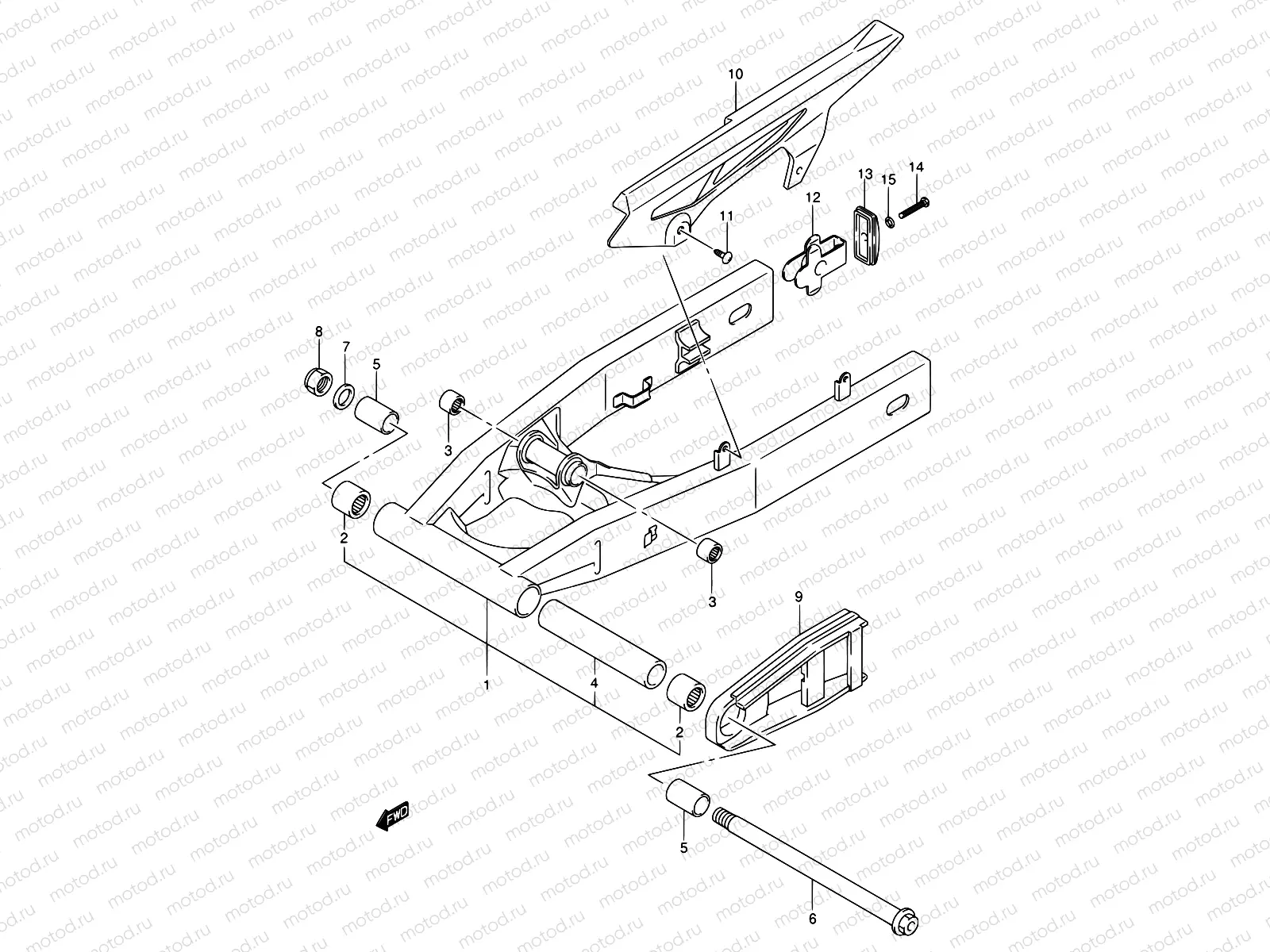 64 - REAR SWINGING ARM (GSF650K5/UK5/SK5/SUK5/K6/UK6/SK6/SUK6)