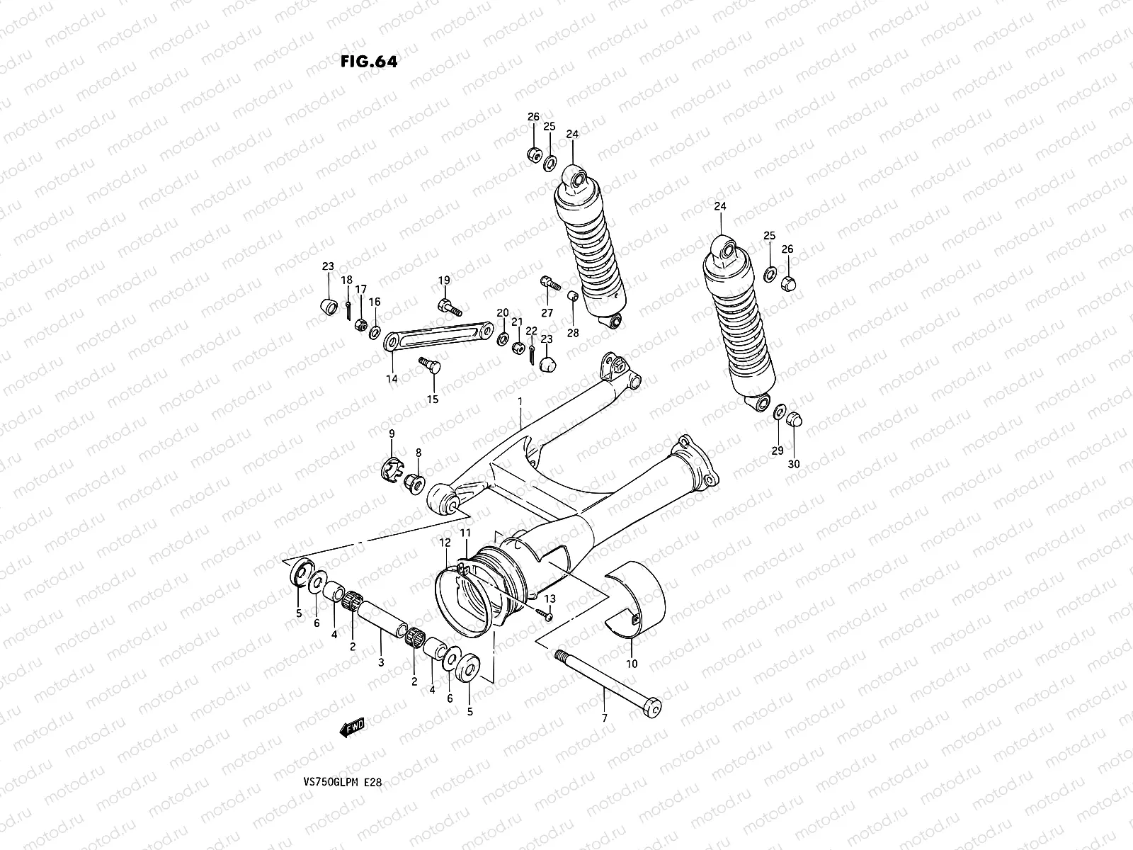 64 - REAR SWINGING ARM (VS750GLF/GLFG/GLPG ~F.NO.100109)
