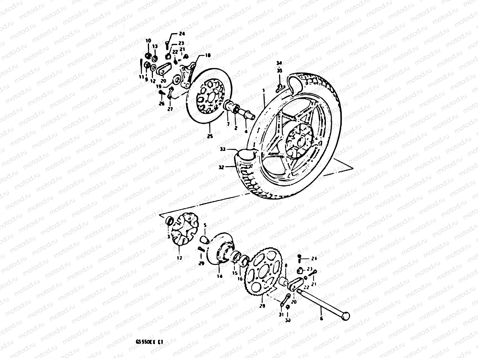 64 - REAR WHEEL (GS550EX)