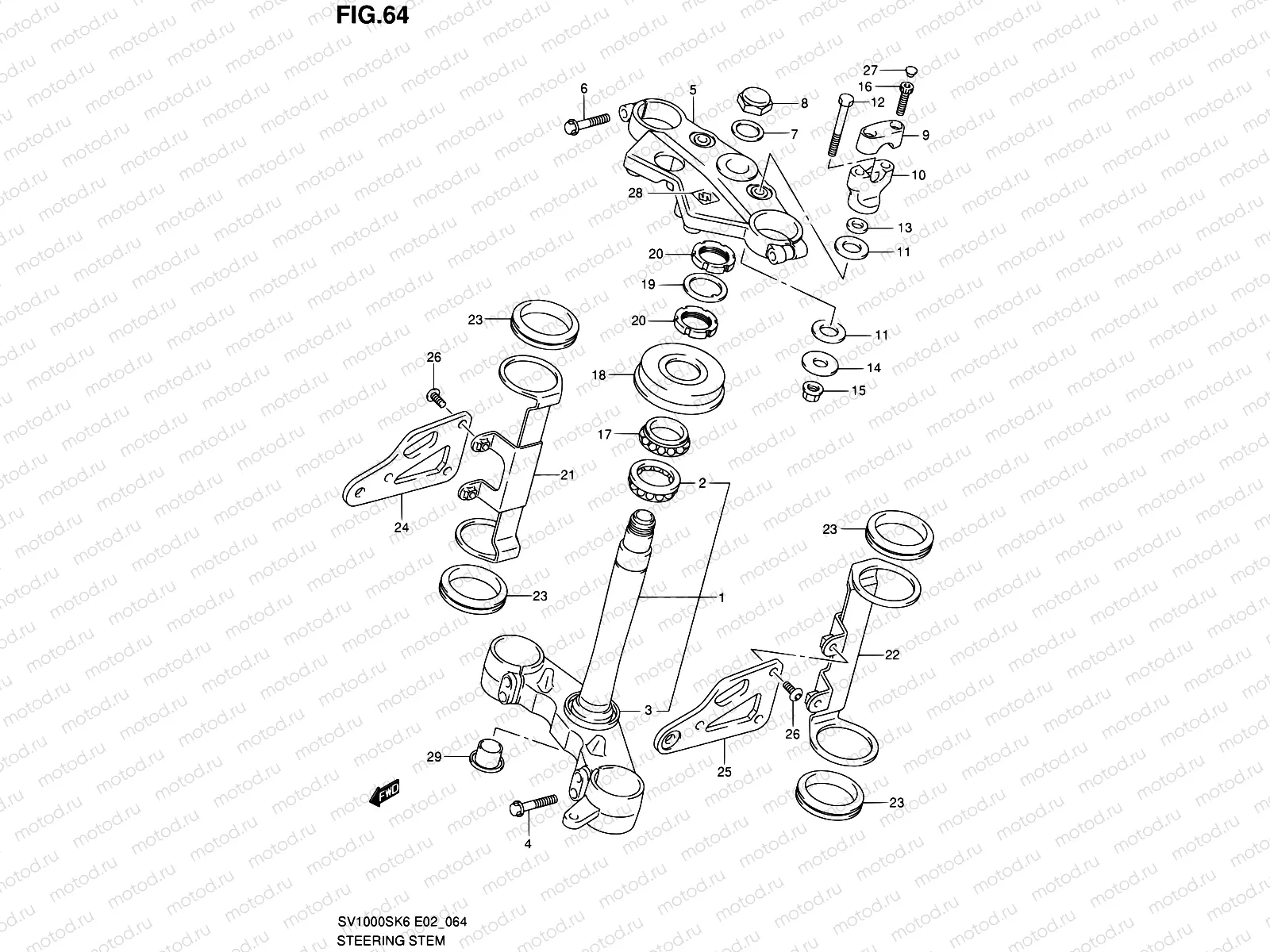 64 - STEERING STEM (SV1000K6/U1K6/U2K6/K7/U2K7)