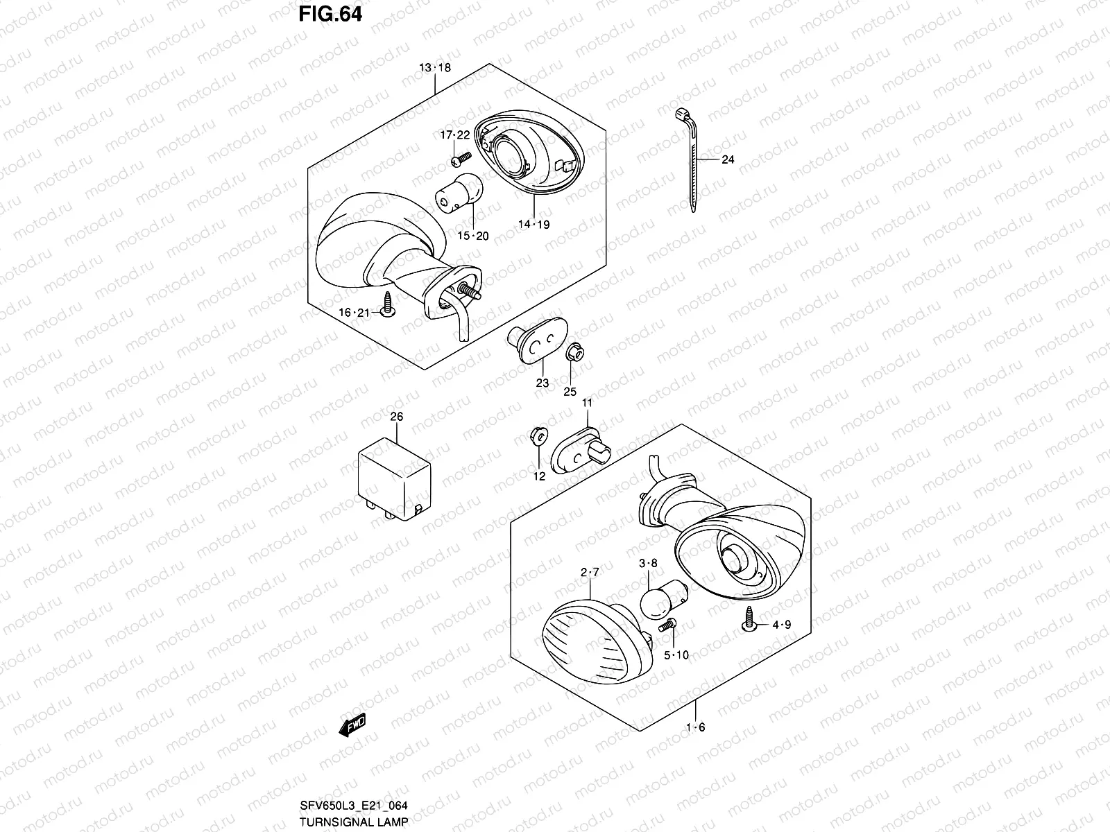 64 - TURNSIGNAL LAMP (SFV650L3 E21)