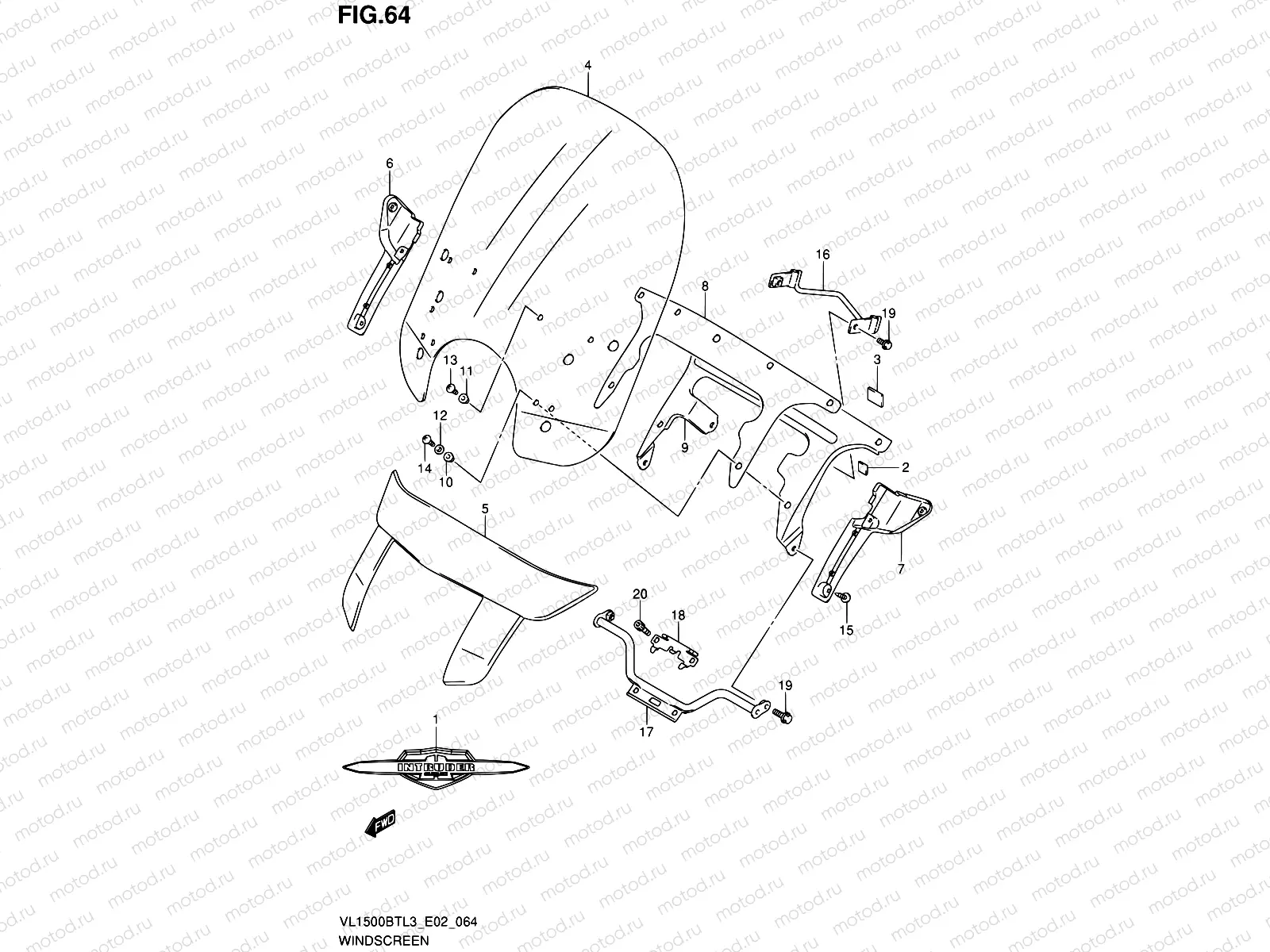 64 - WINDSCREEN (VL1500BTL3 E19)