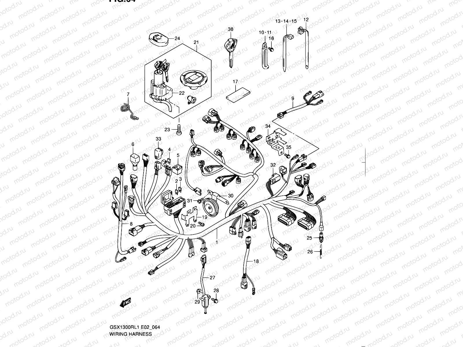 64 - WIRING HARNESS (GSX1300RL1 E14)