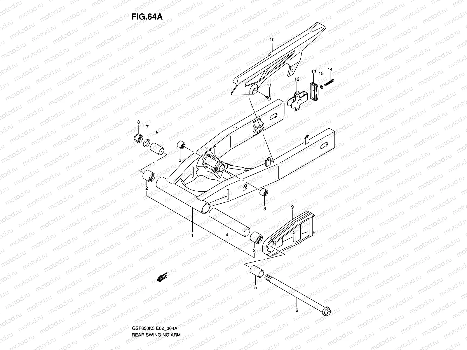 64A - REAR SWINGING ARM (GSF650AK5/UAK5/SAK5/SUAK5/AK6/UAK6/SAK6/SUAK6)