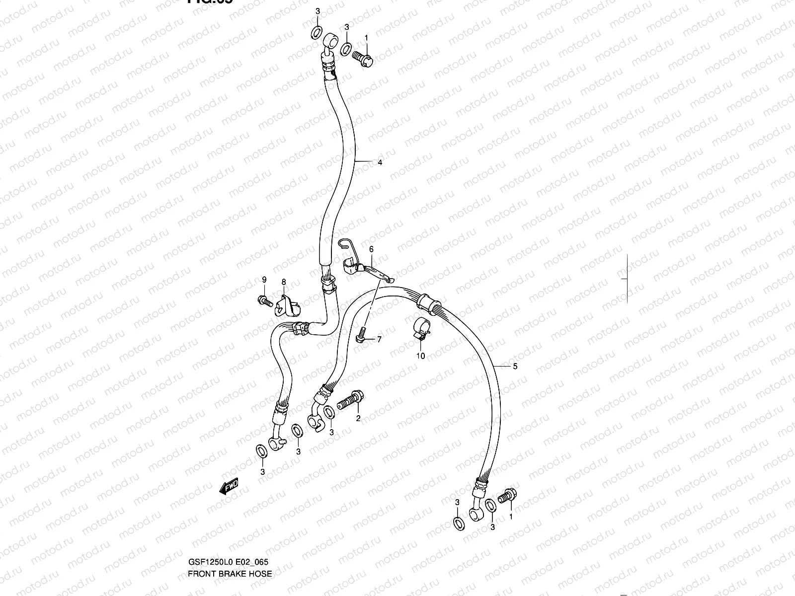 65 - FRONT BRAKE HOSE (GSF1250L0)
