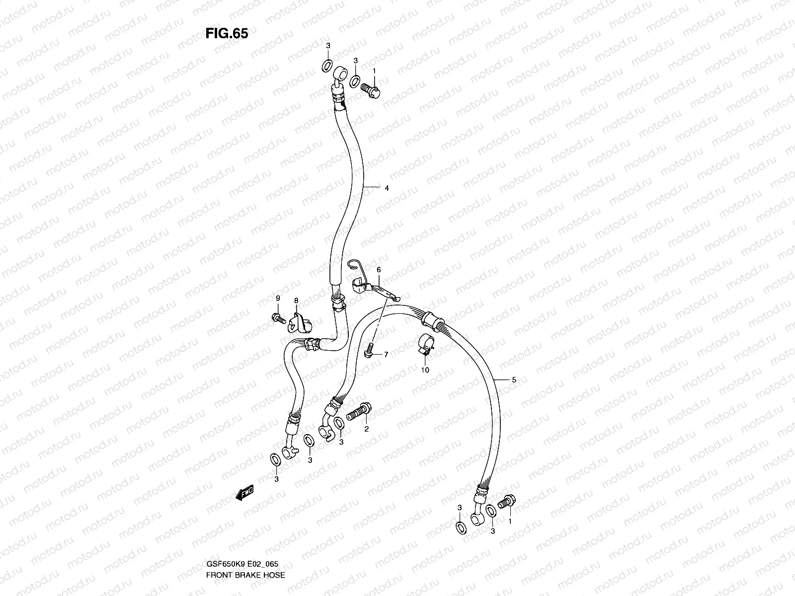 65 - FRONT BRAKE HOSE (GSF650K9/SK9/SUK9/UK9/L0/SL0/SUL0/UL0)