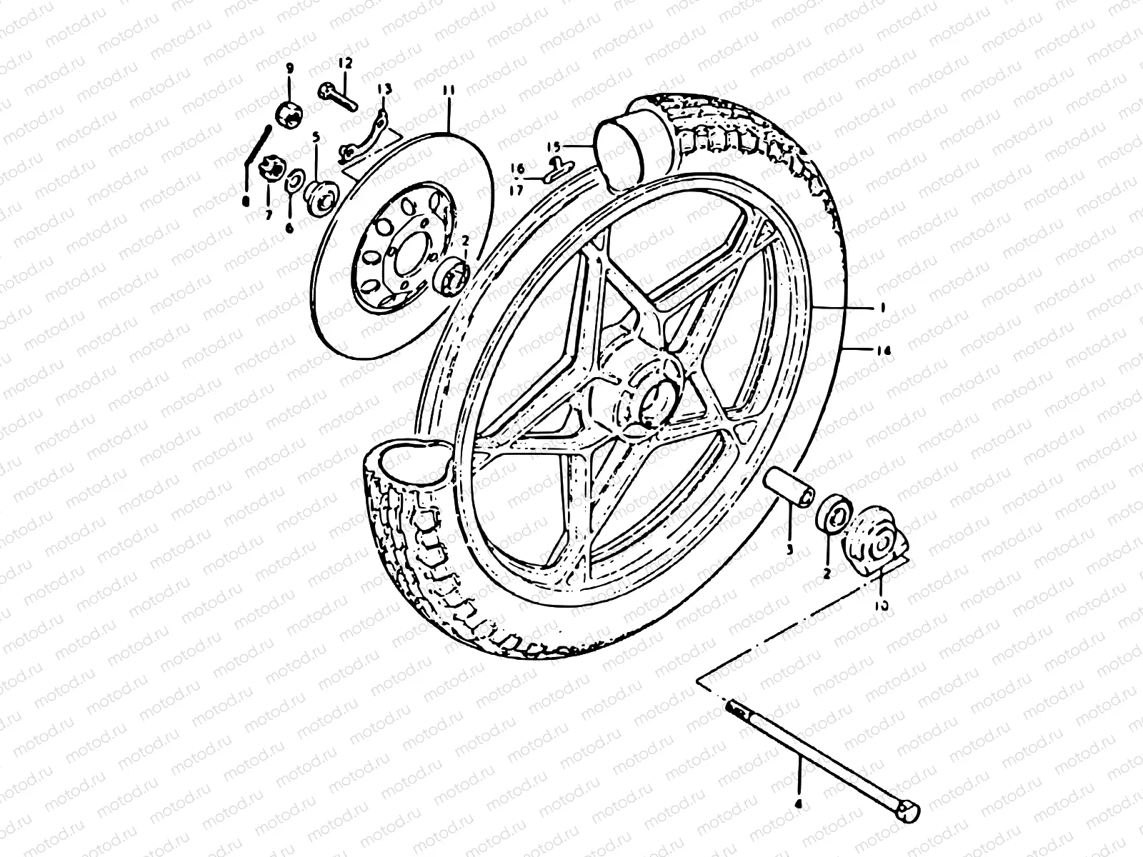 65 - FRONT WHEEL (GT250EN, EX)
