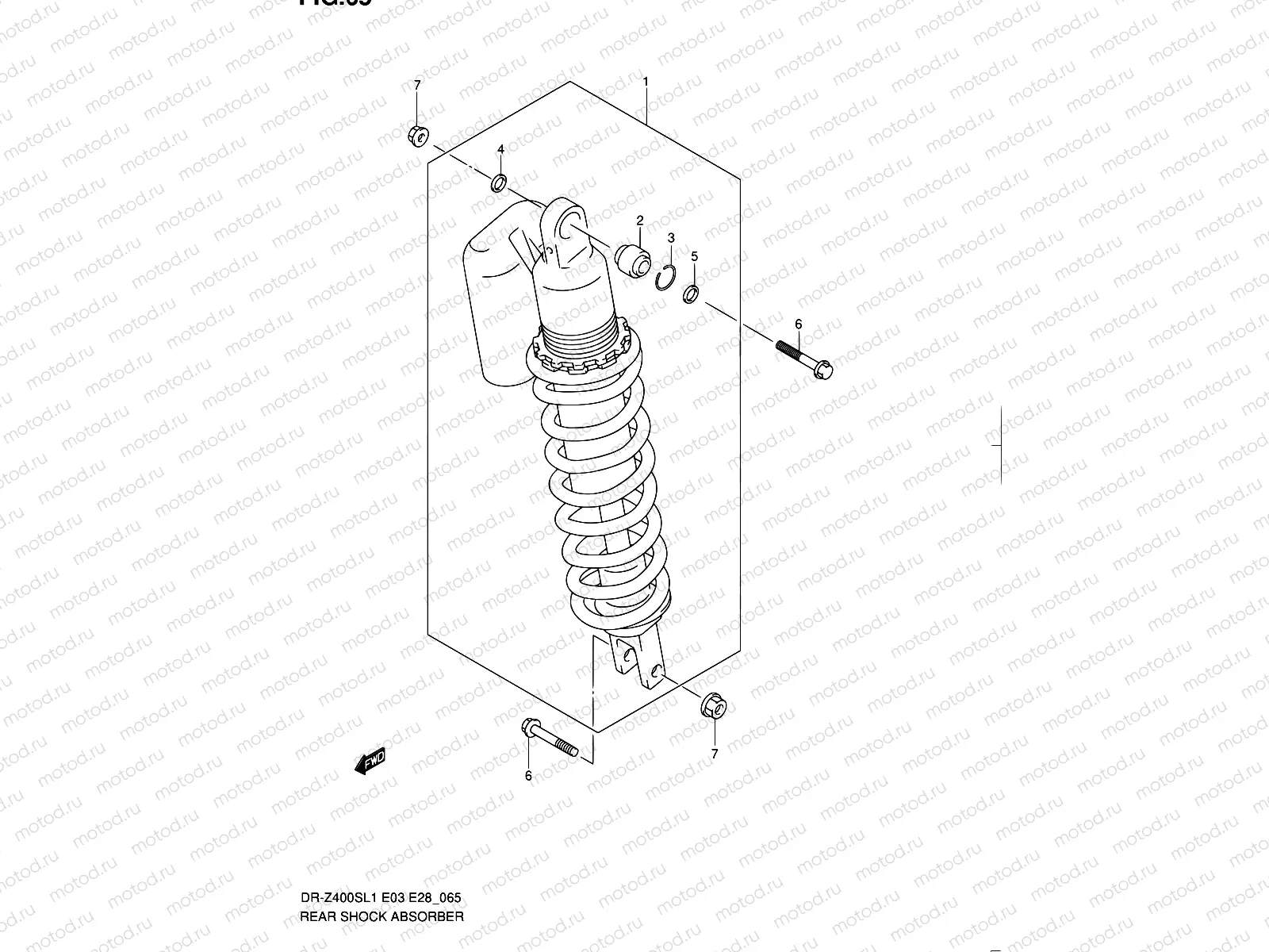 65 - REAR SHOCK ABSORBER (DR-Z400SL1 E28)