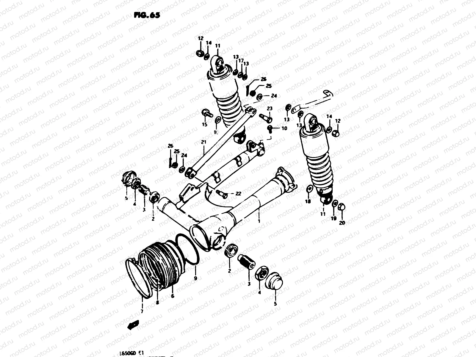 65 - REAR SWINGING ARM (MODEL D)
