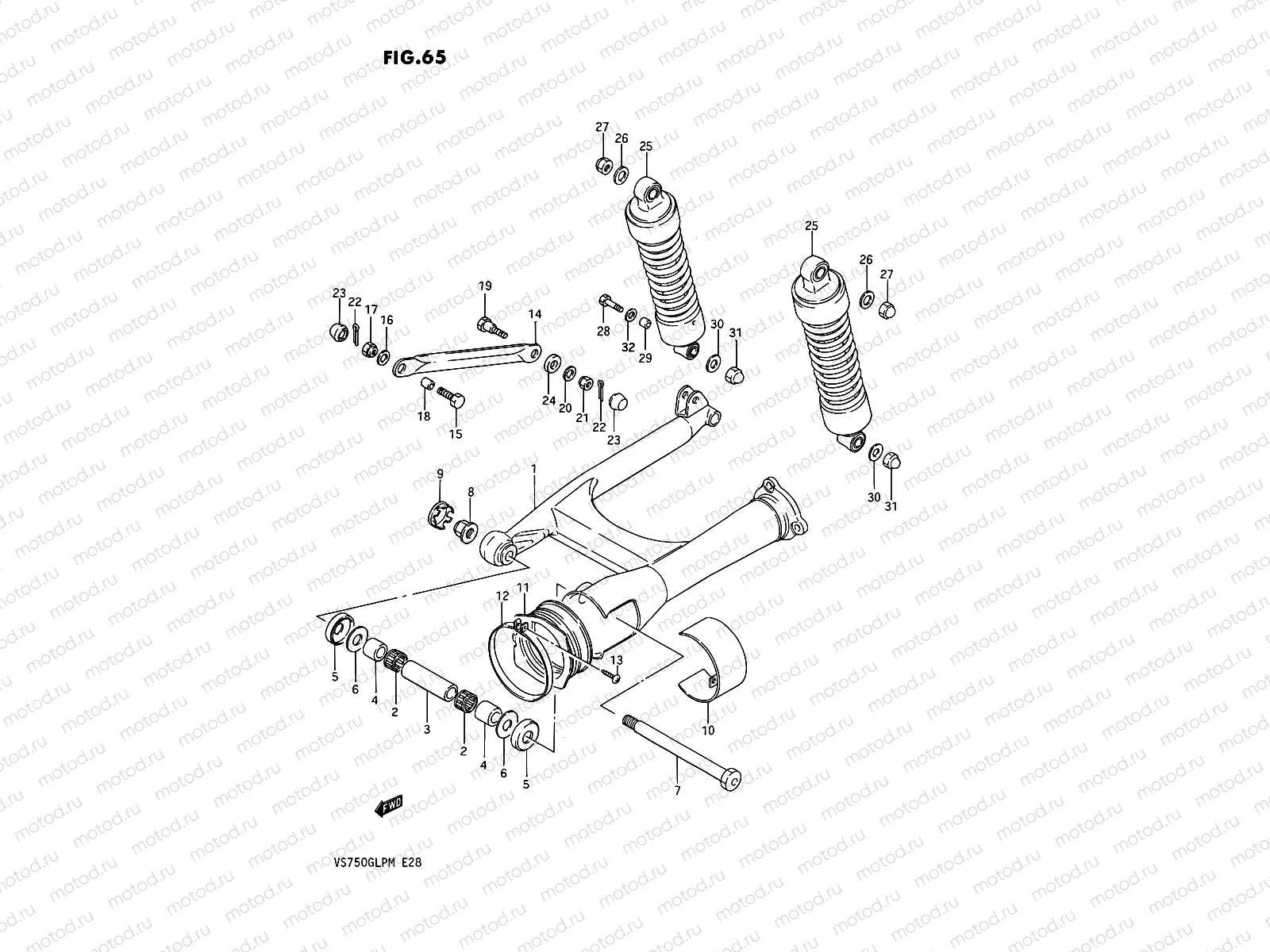 65 - REAR SWINGING ARM (MODEL G F.NO.100110~)